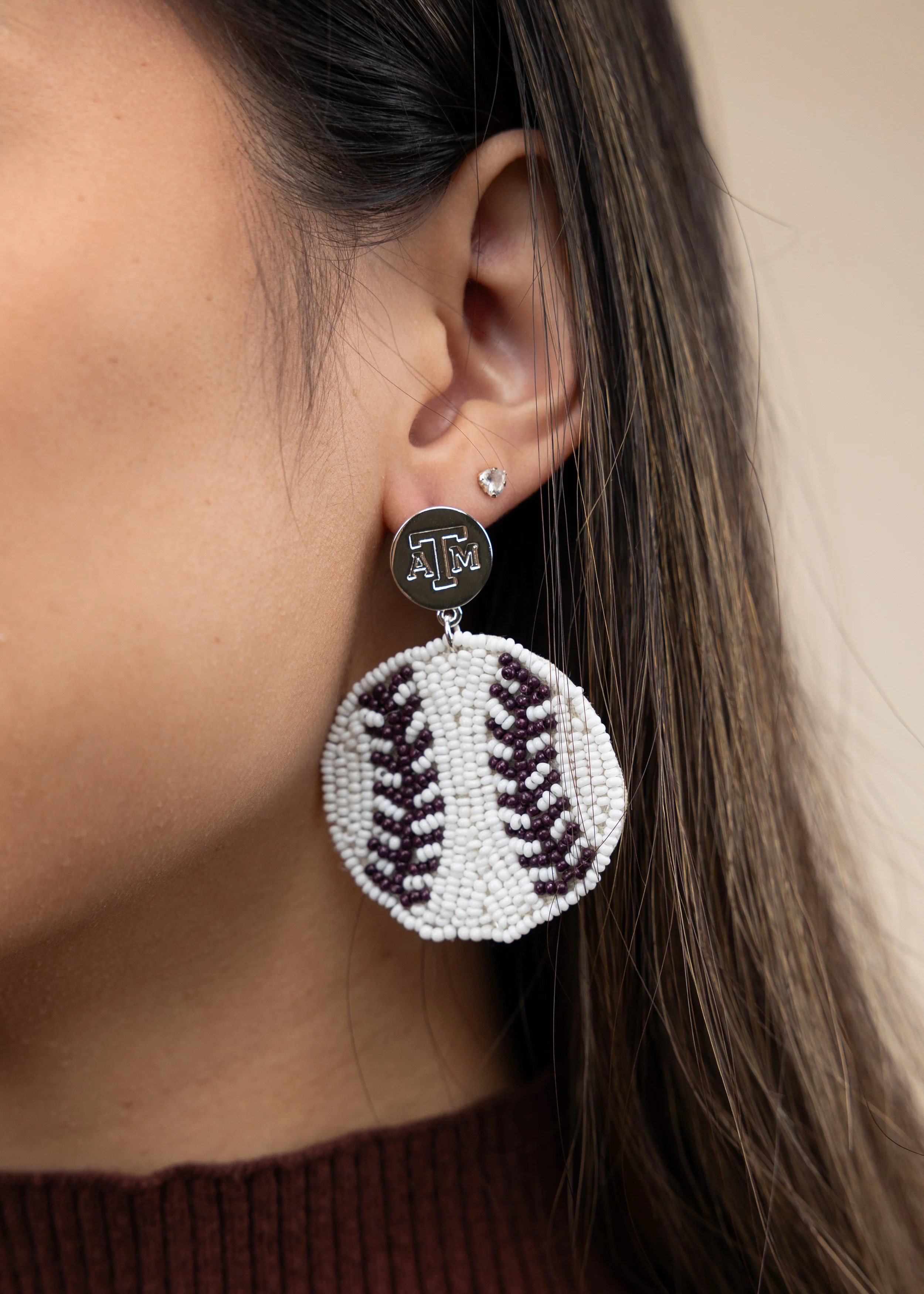 Texas A&M Ace Baseball Earrings - Image 4