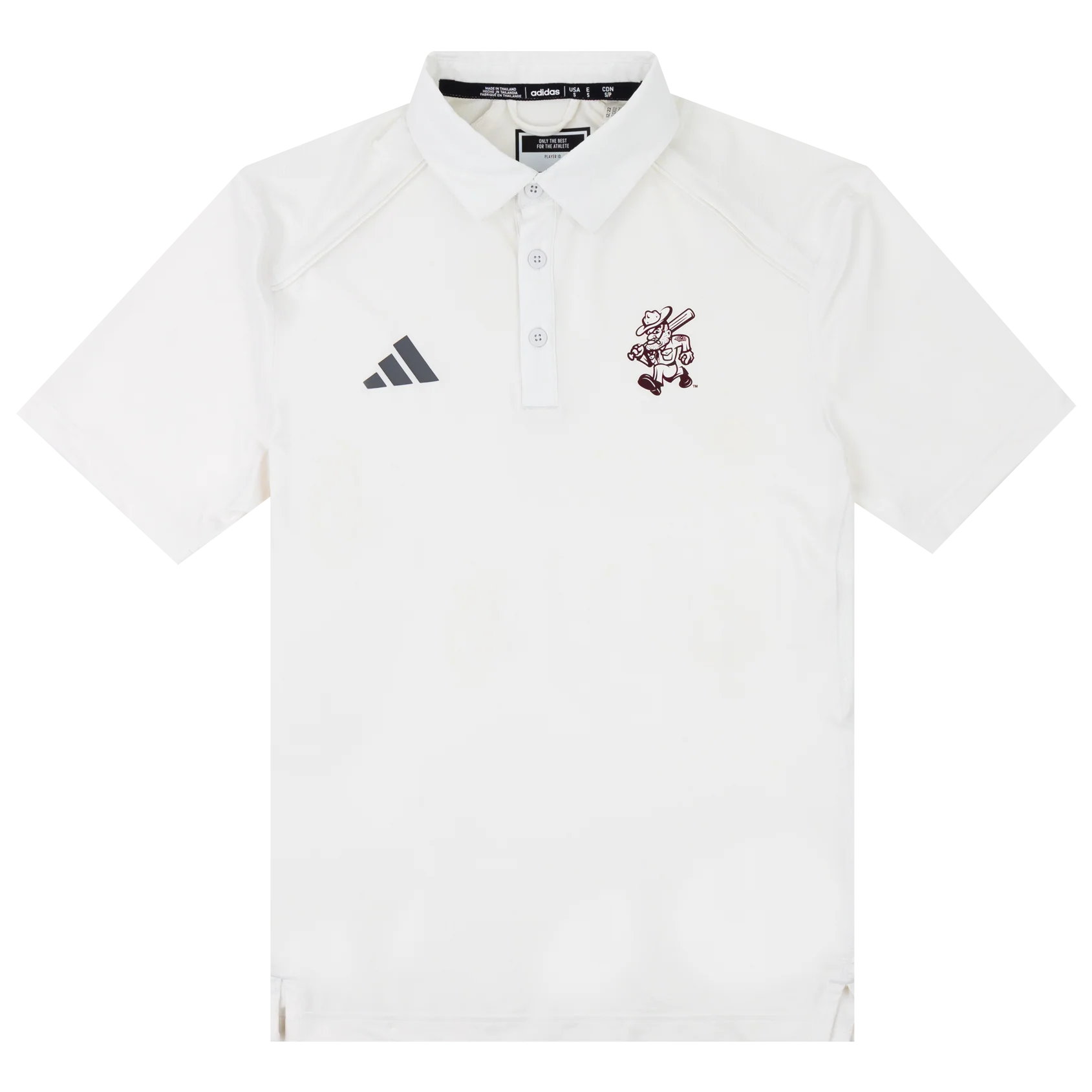 Texas A&M Adidas Ol' Sarge Baseball White Classic Polo