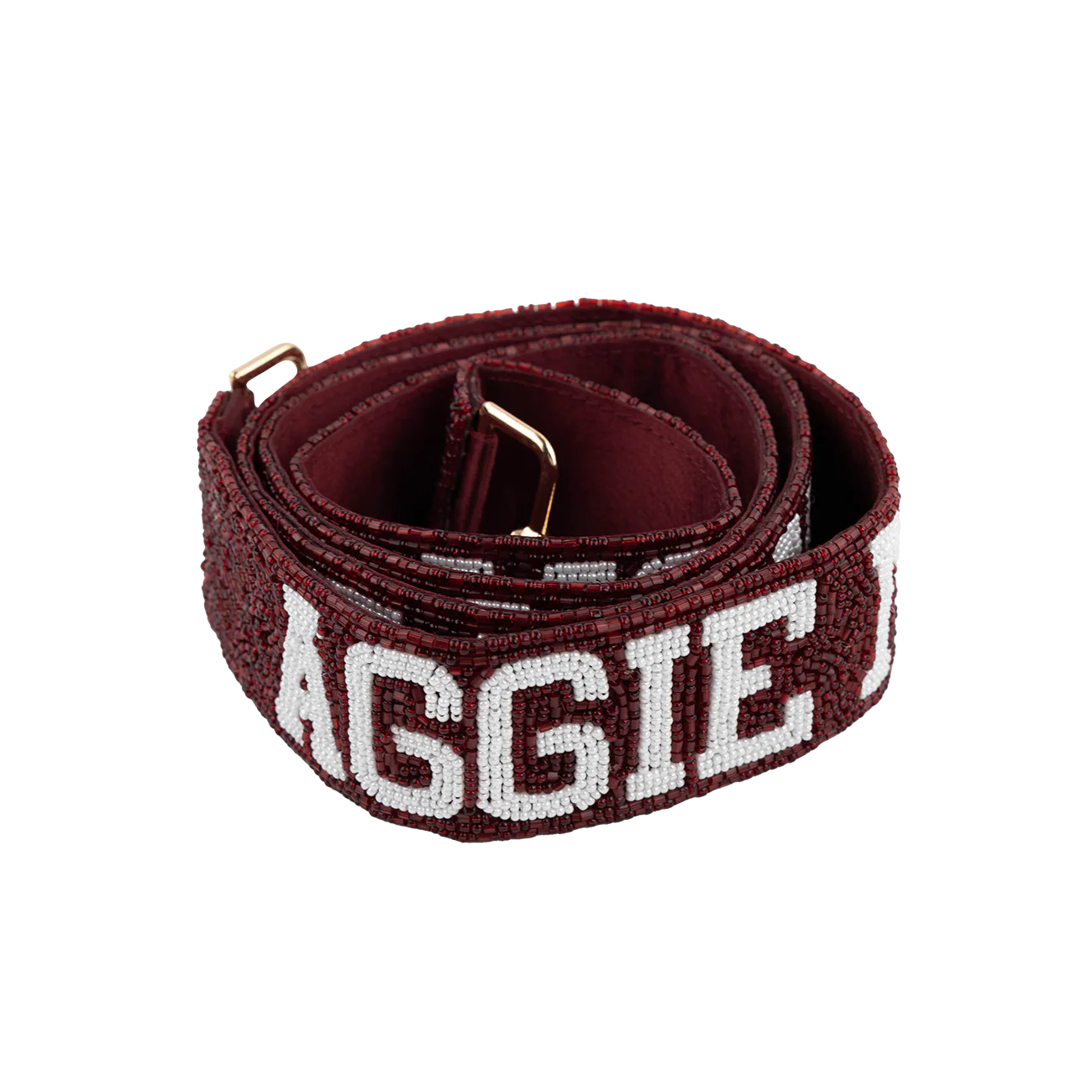 Aggie Mom Fan Glam Beaded Bag Strap - Maroon