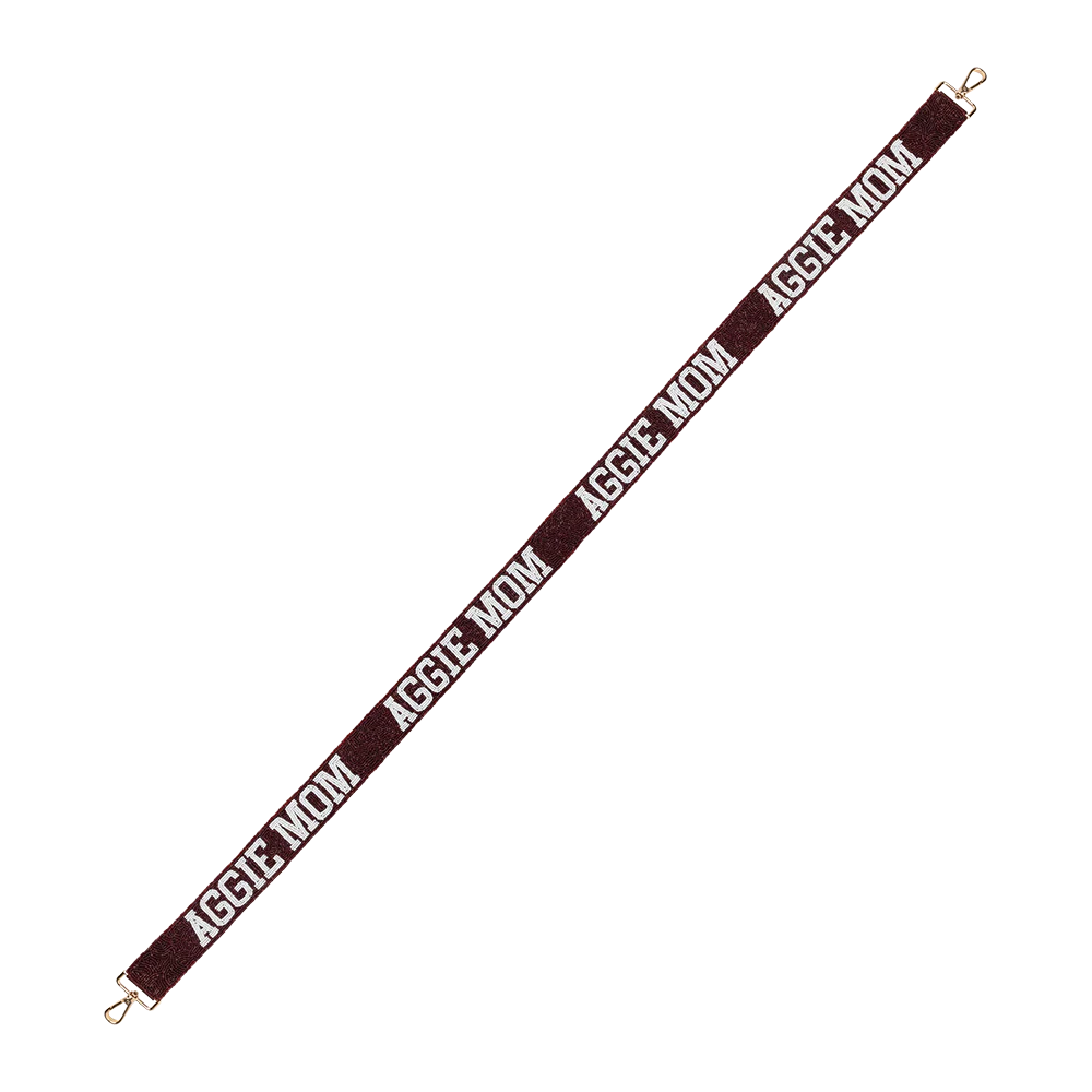 Aggie Mom Fan Glam Beaded Bag Strap - Maroon - Image 2