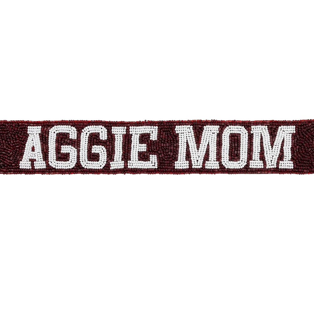 Aggie Mom Fan Glam Beaded Bag Strap - Maroon - Image 3