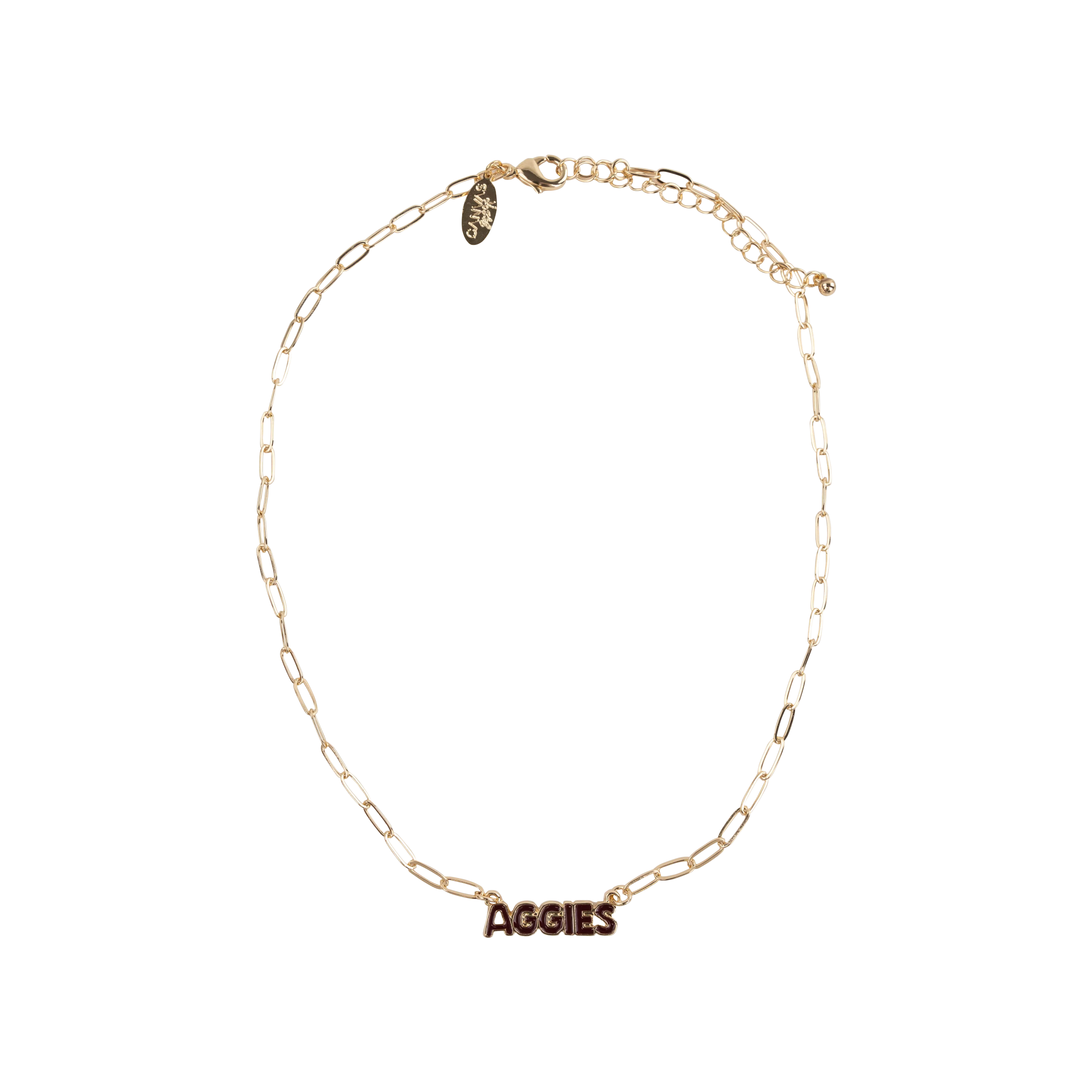 Aggies CANVAS Puff Nameplate Necklace - Gold
