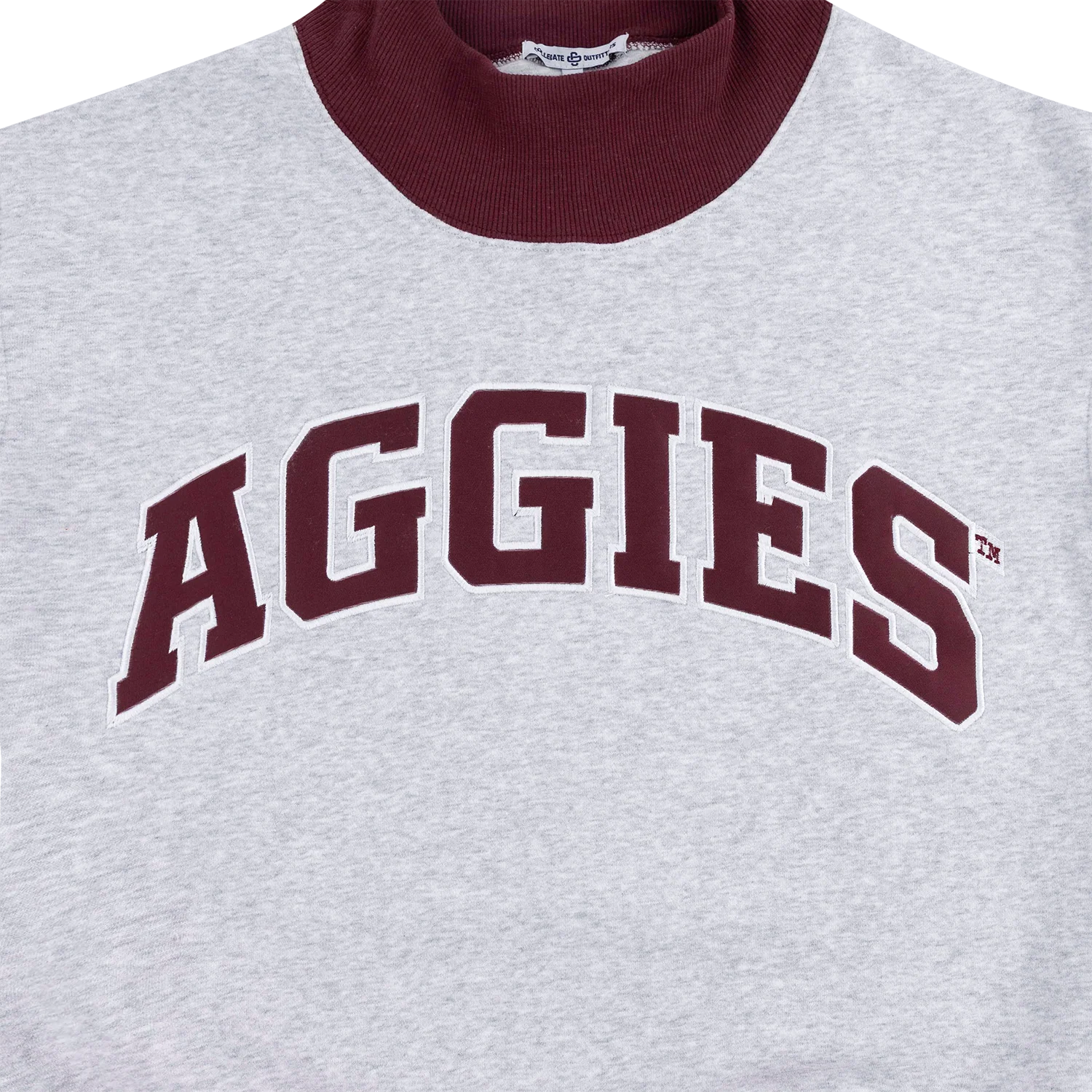 Aggies Collegiate Outfitters Maroon Lined Mock Neck Sweatshirt - Gray - Image 3