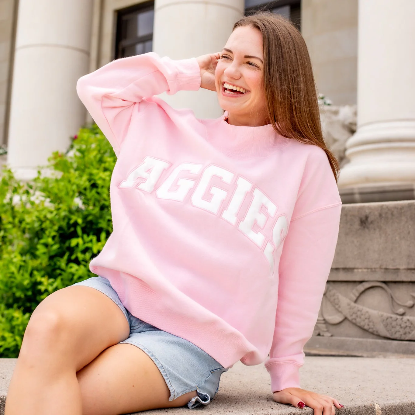Aggies Collegiate Outfitters Mock Neck Sweatshirt - Pink - Image 2