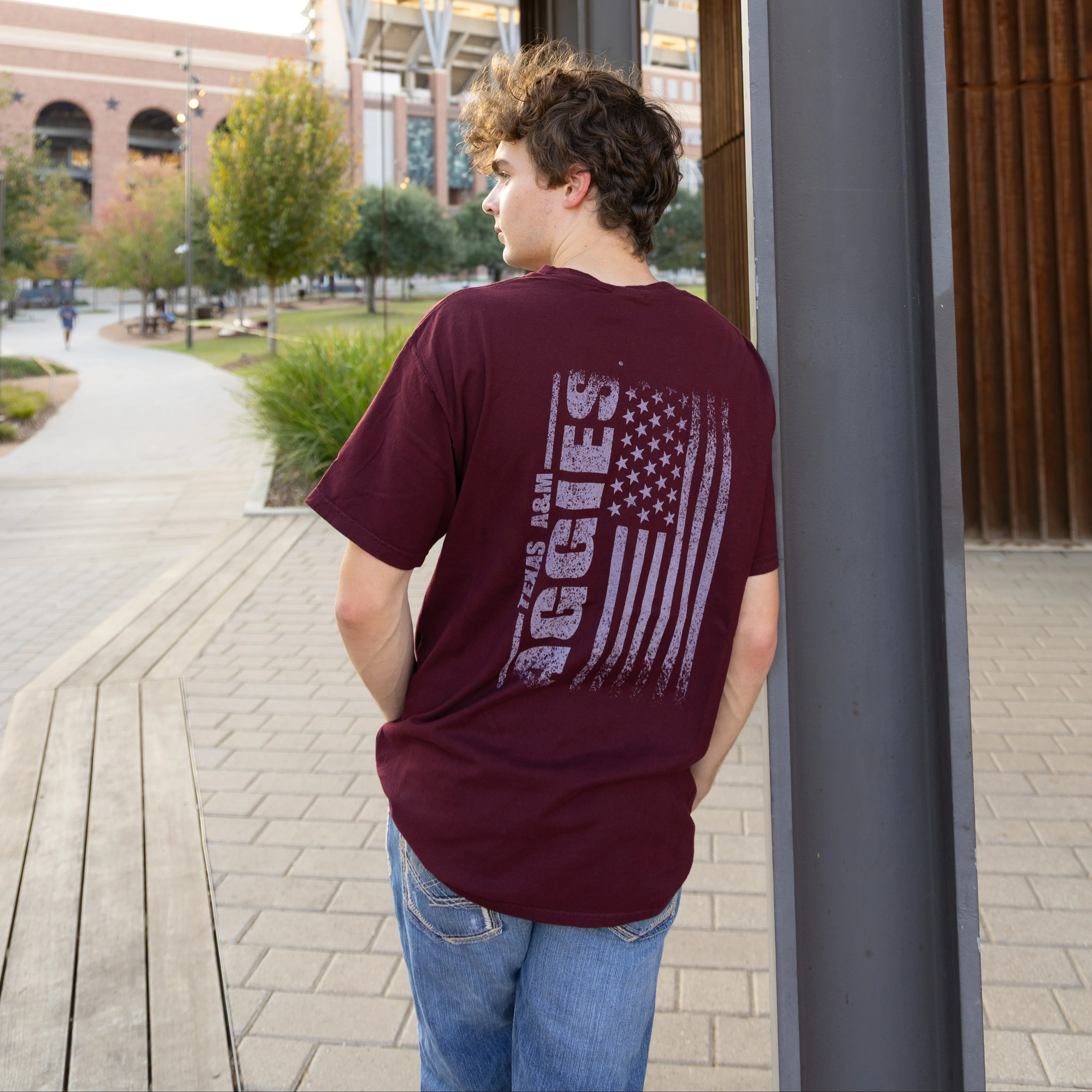 Aggies Comfort Wash Tonal American Flag T-Shirt - Image 2
