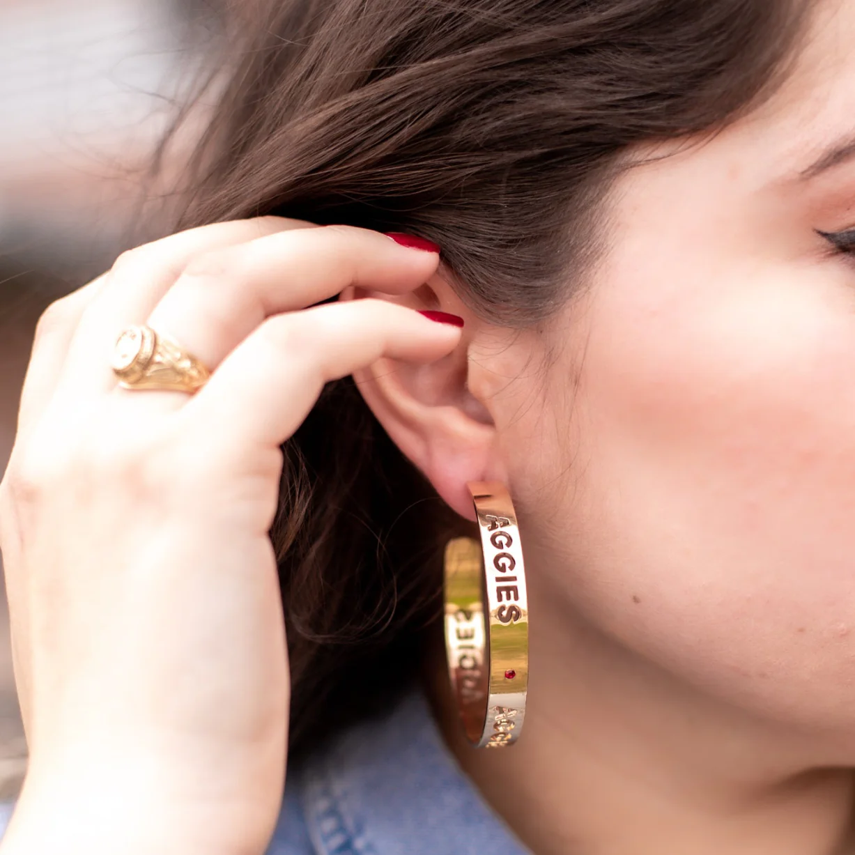 Aggies Emerson Street Gold Circular Hoop Earrings - Image 2