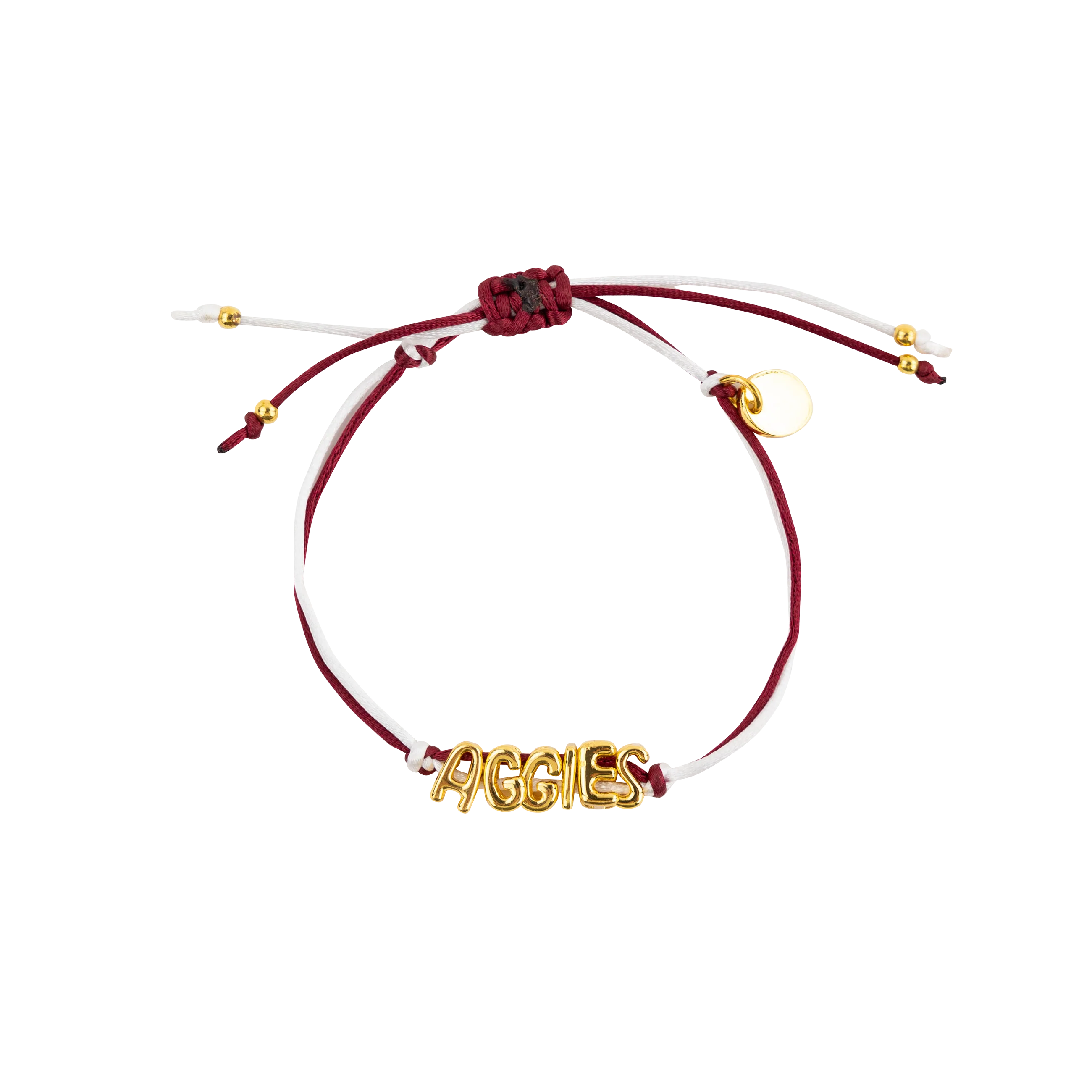 Aggies Fan Glam Gold Bubble Letters Maroon Bracelet