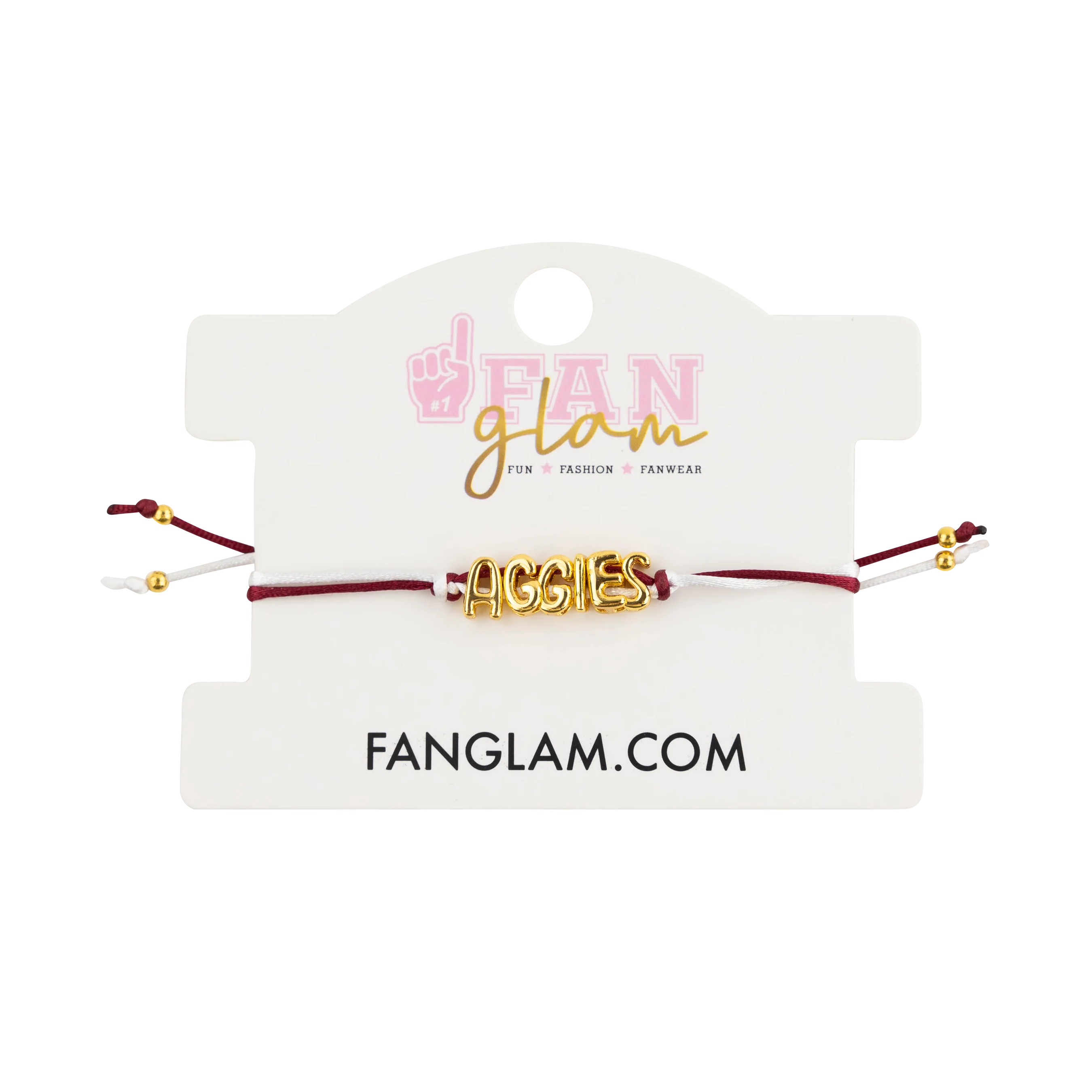 Aggies Fan Glam Gold Bubble Letters Maroon Bracelet - Image 2