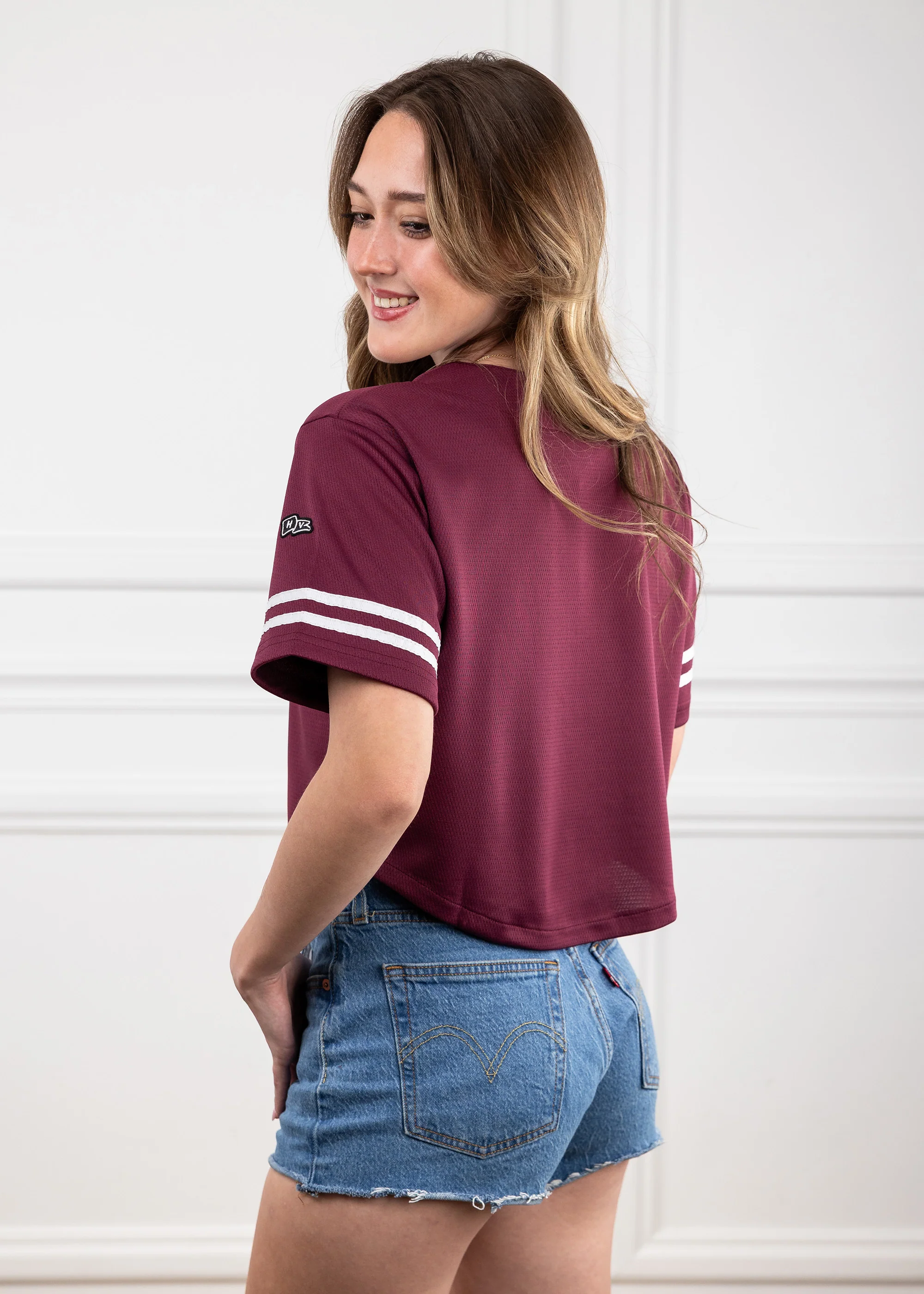 Aggies Hype & Vice Cropped Baseball Jersey - Image 8