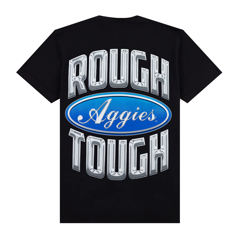 Aggies Rough Tough Silver Emblem Pocket T-Shirt - Black