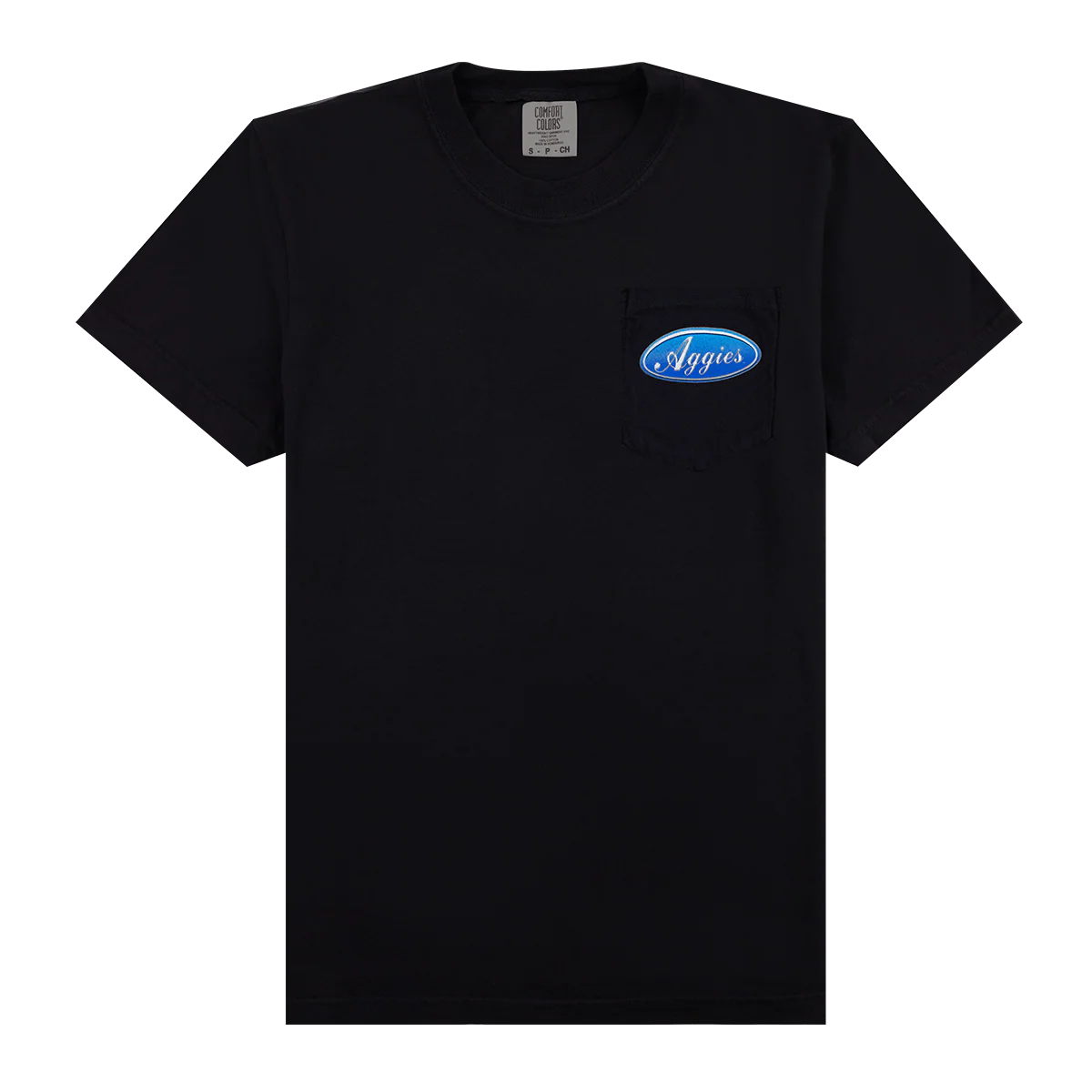 Aggies Rough Tough Silver Emblem Pocket T-Shirt - Black - Image 2