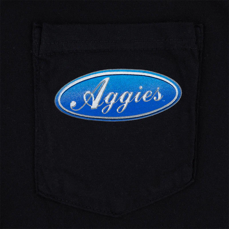 Aggies Rough Tough Silver Emblem Pocket T-Shirt - Black - Image 4