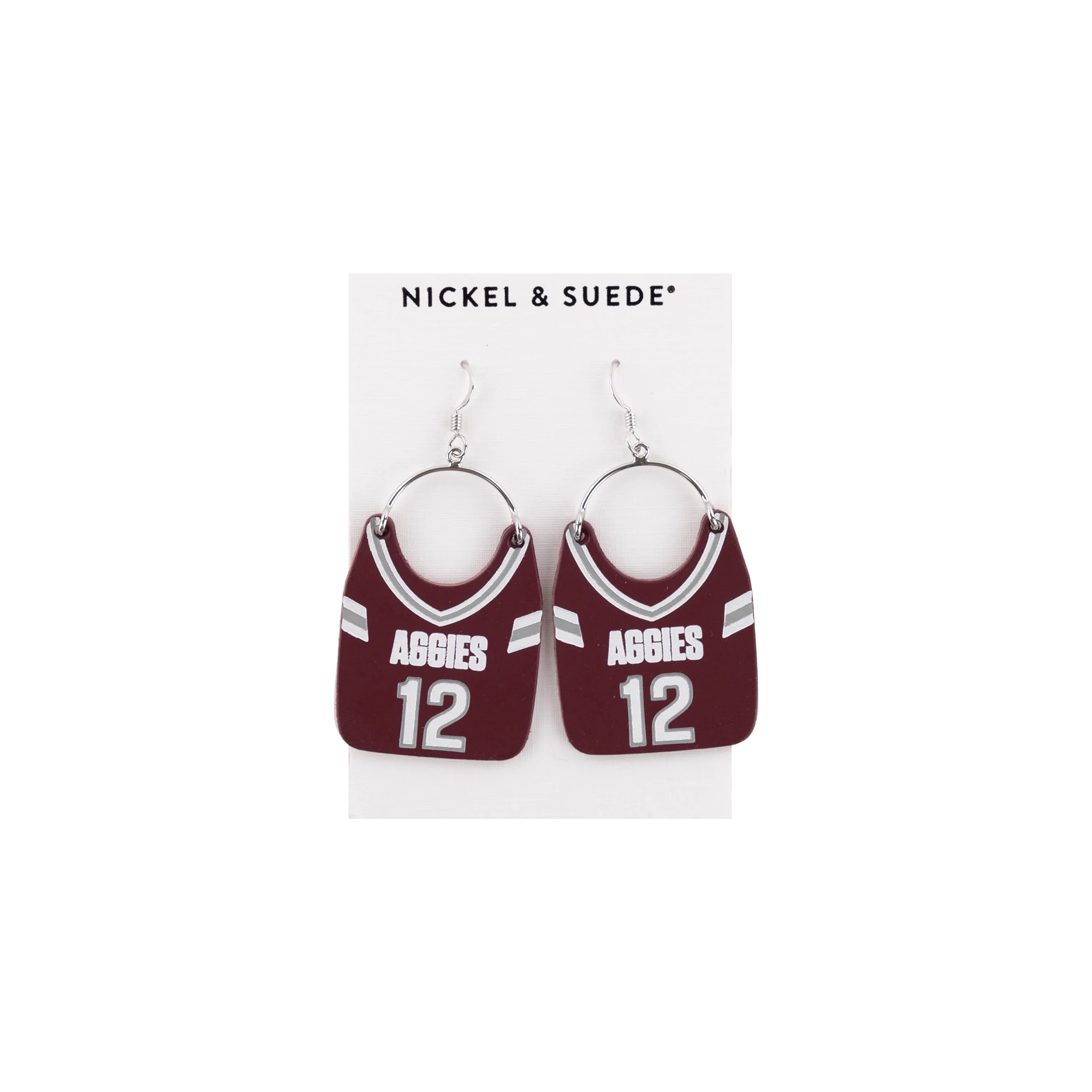 Aggies Silver Football Jersey Charlies Earrings