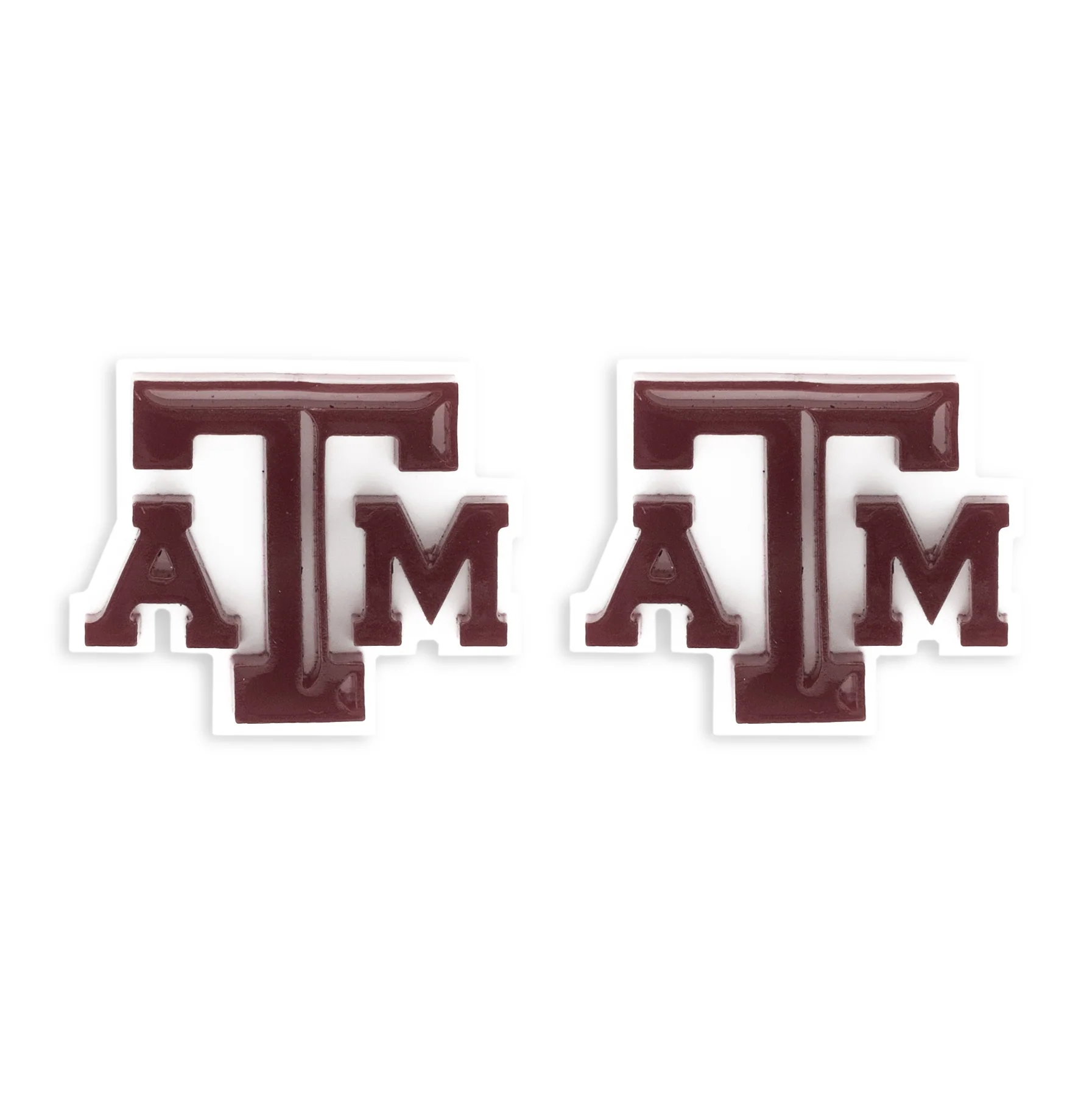 Texas A&M Maroon And White Beveled Atm Layered Earrings