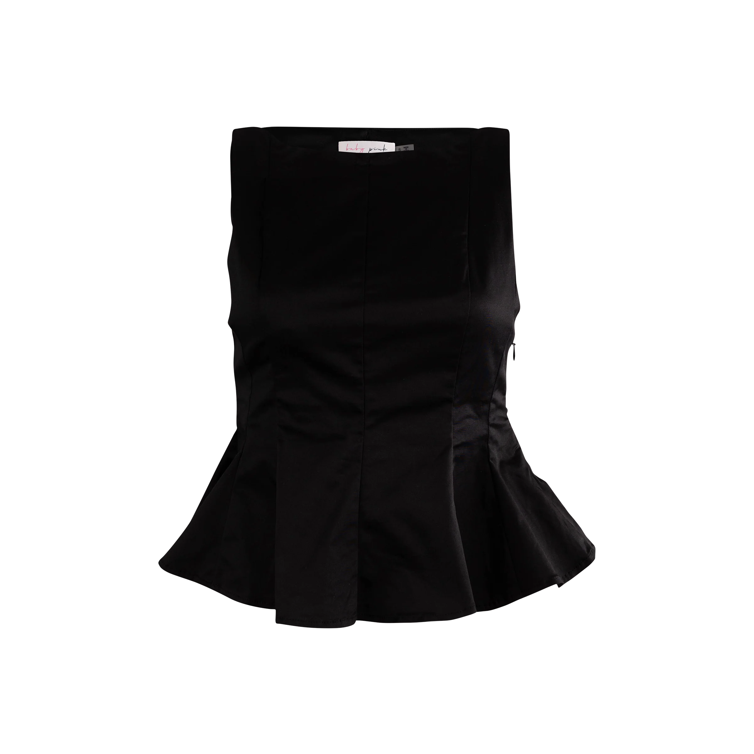 Baby Pink Boat Neckline And Flare Sleeveless Top - Black