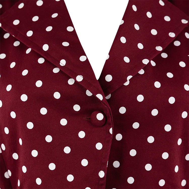 Baby Pink Polka Dot Collared Romper- Maroon - Image 4