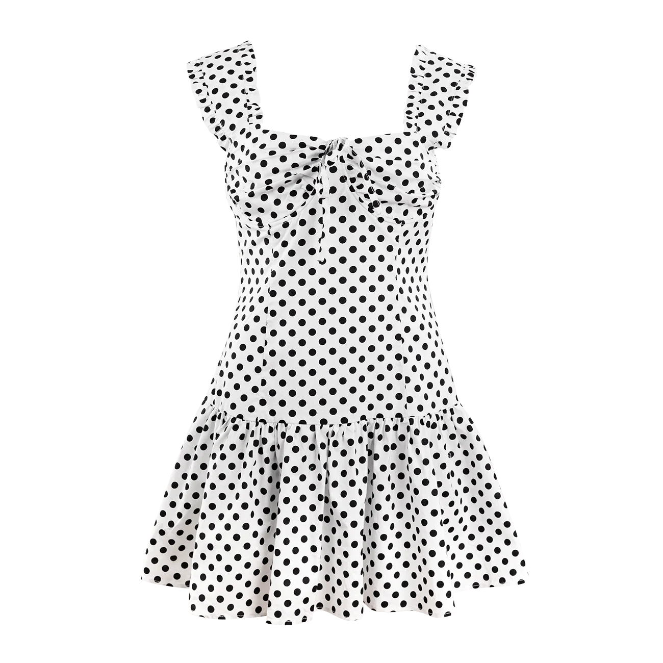Baby Pink Polka Dot Mini Dress - White