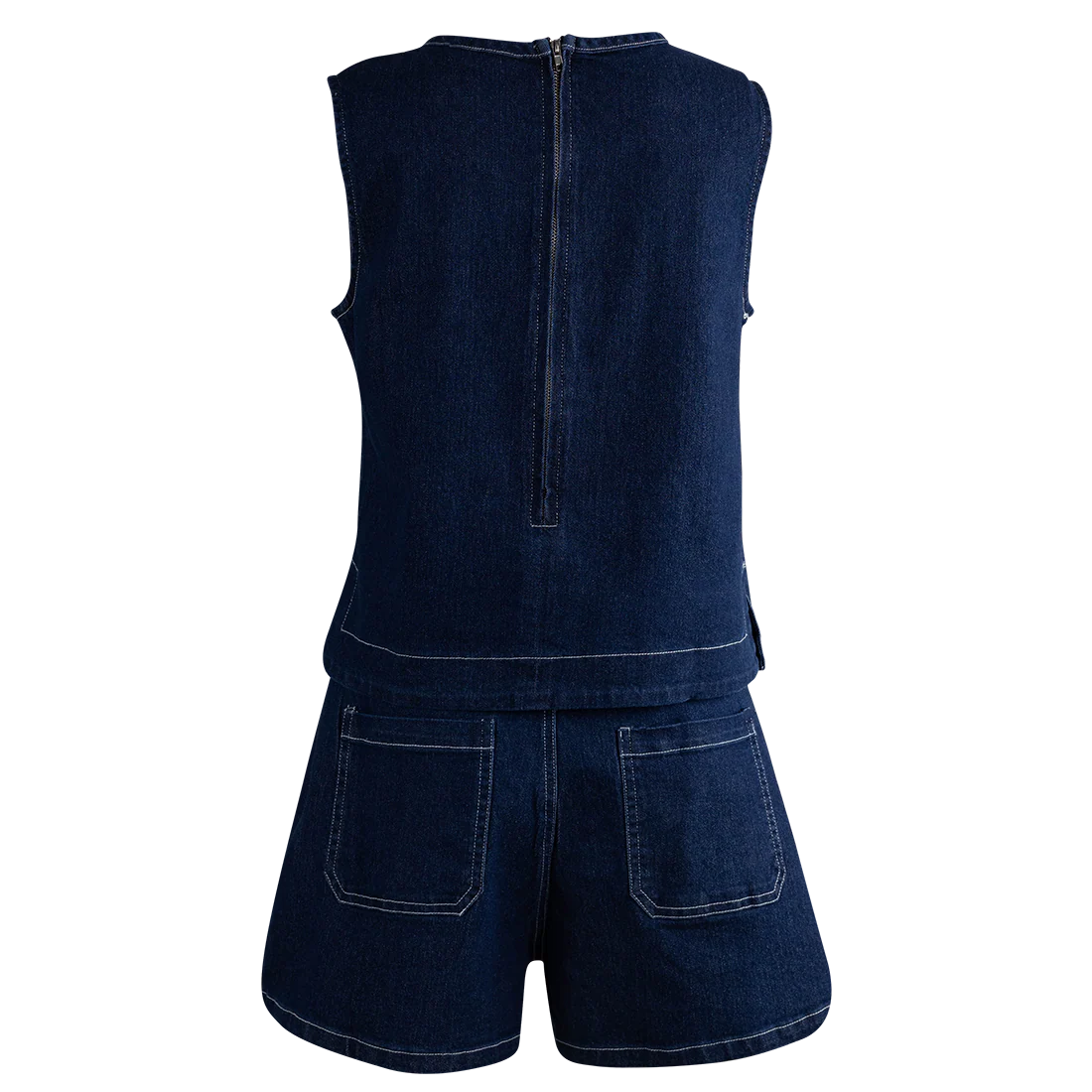 Baby Pink Vintage Wash Top And Skort Set - Denim - Image 2