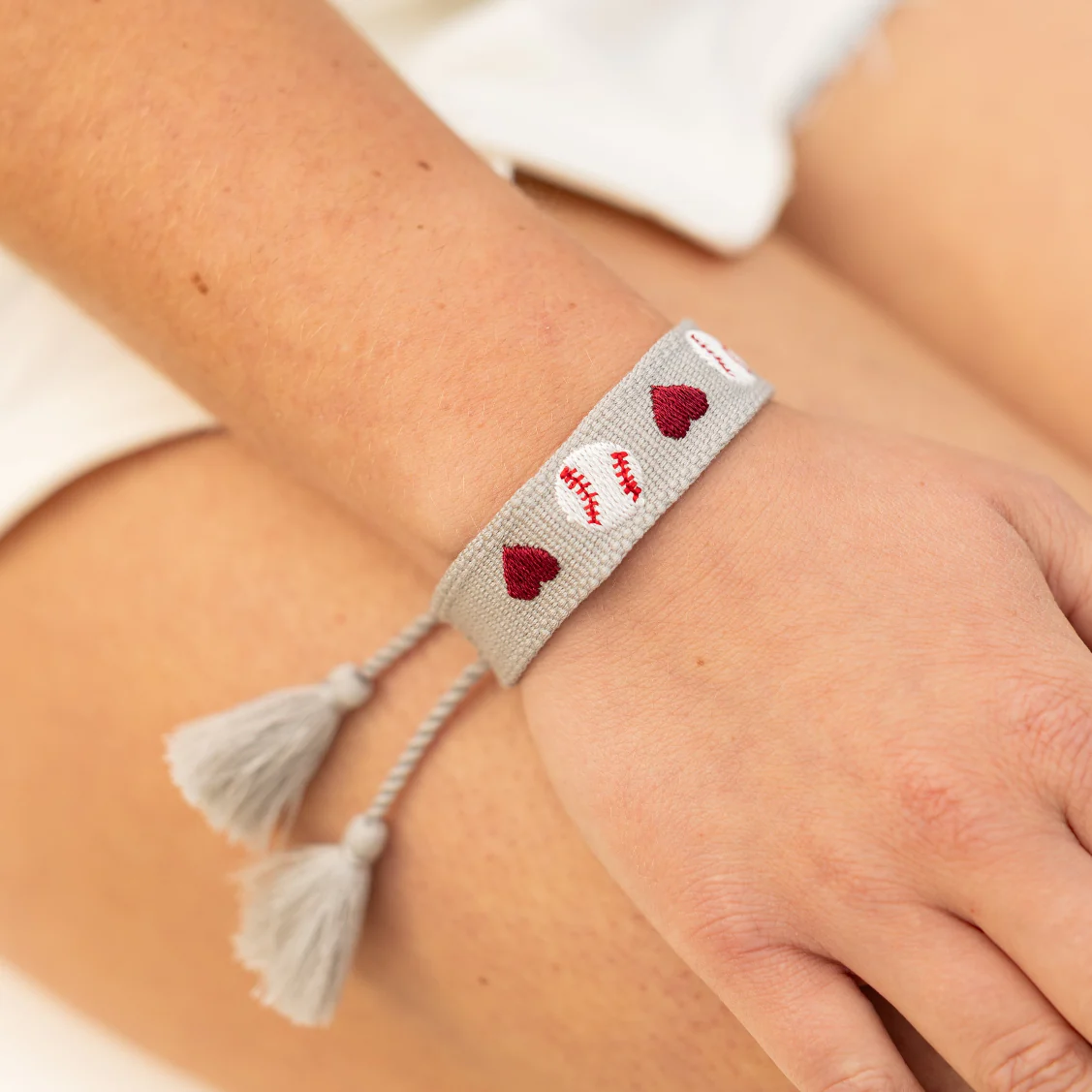 Baseball Heart Embroidered Bracelet - Image 2