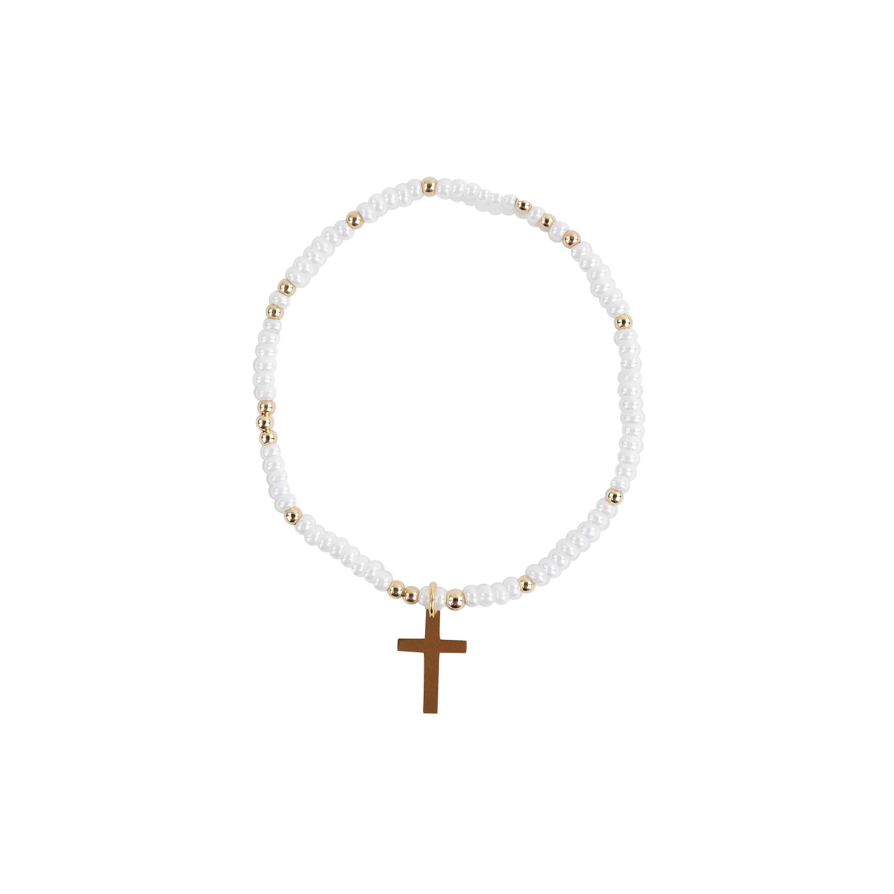 Beaded Blondes Cross Sprinkle Charm Bracelet - White