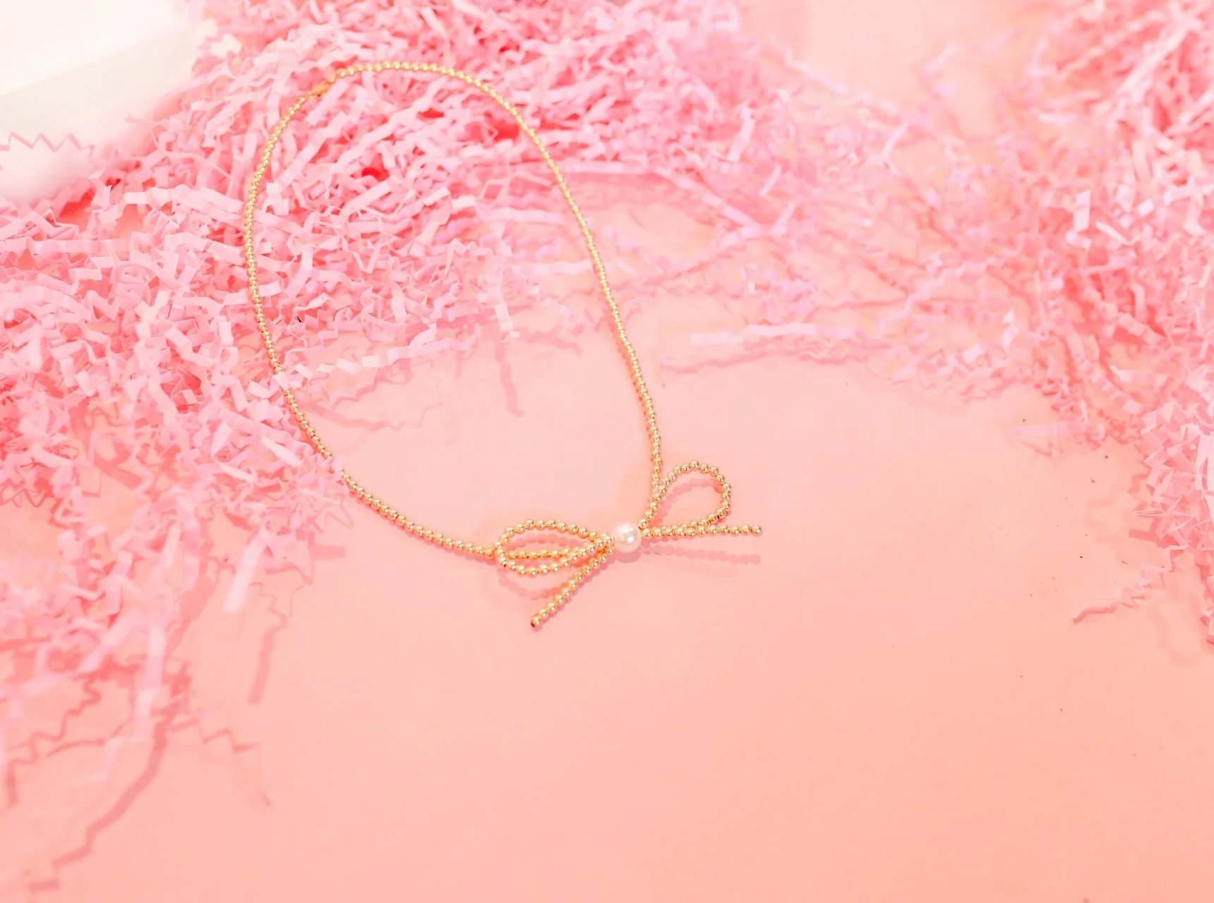 Beaded Blondes Gold 16in Bow Necklace - Image 3