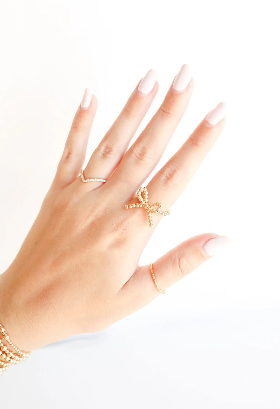 Beaded Blondes Gold Bow Ring - Image 3