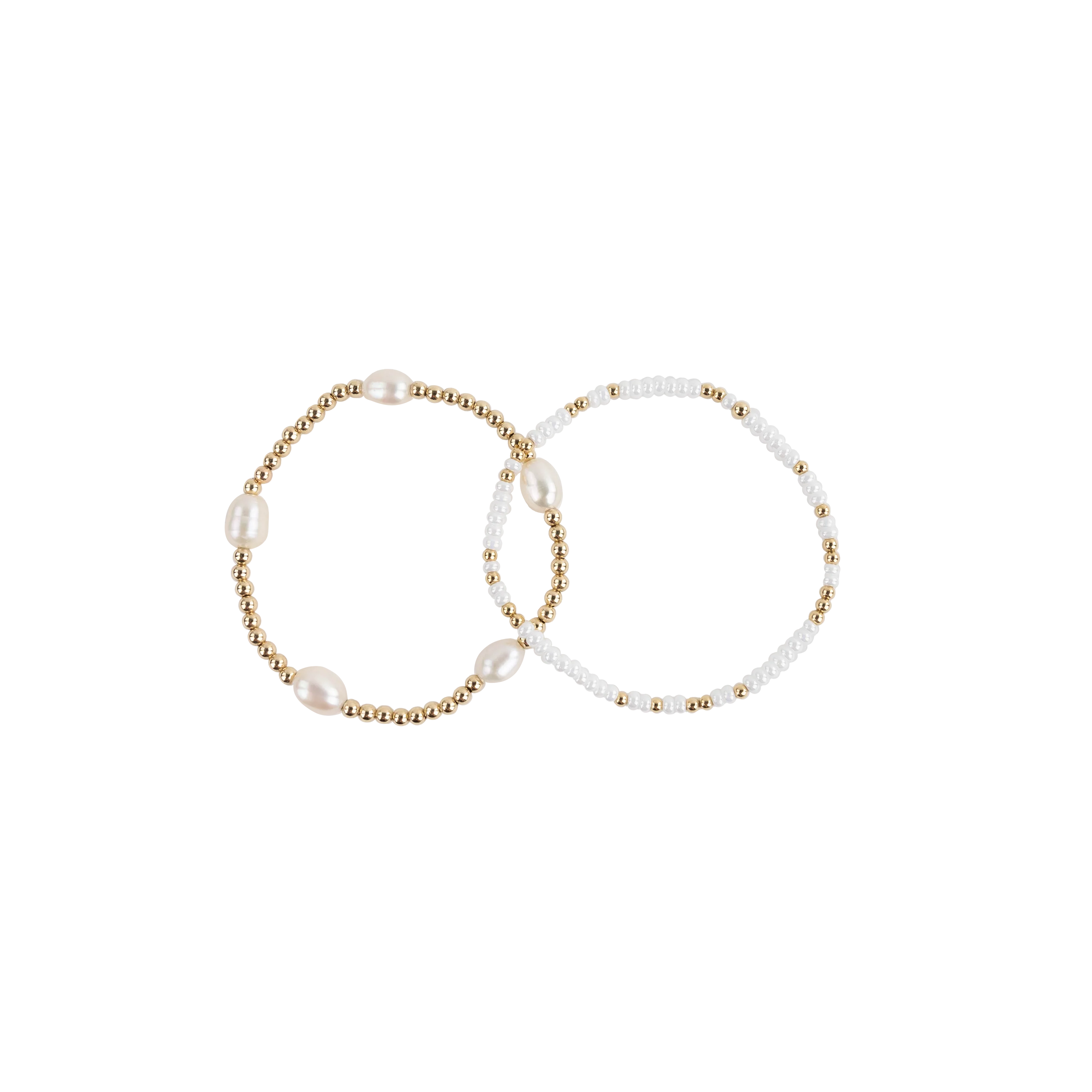 Beaded Blondes Poppi Pearl Bracelet Stack - Gold