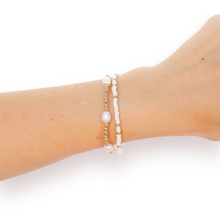 Beaded Blondes Poppi Pearl Bracelet Stack - Gold - Image 3