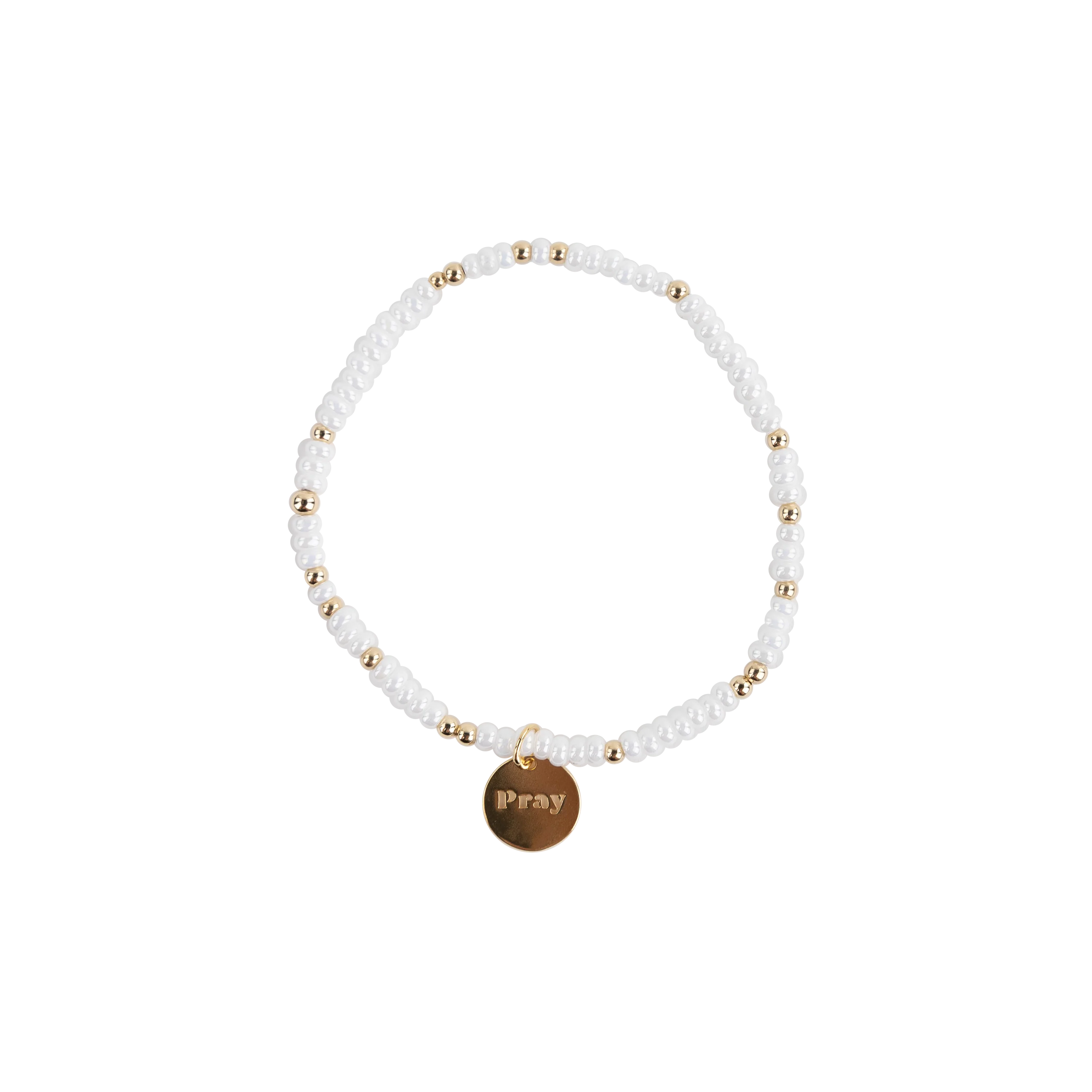 Beaded Blondes Pray Sprinkle Charm Bracelet - White