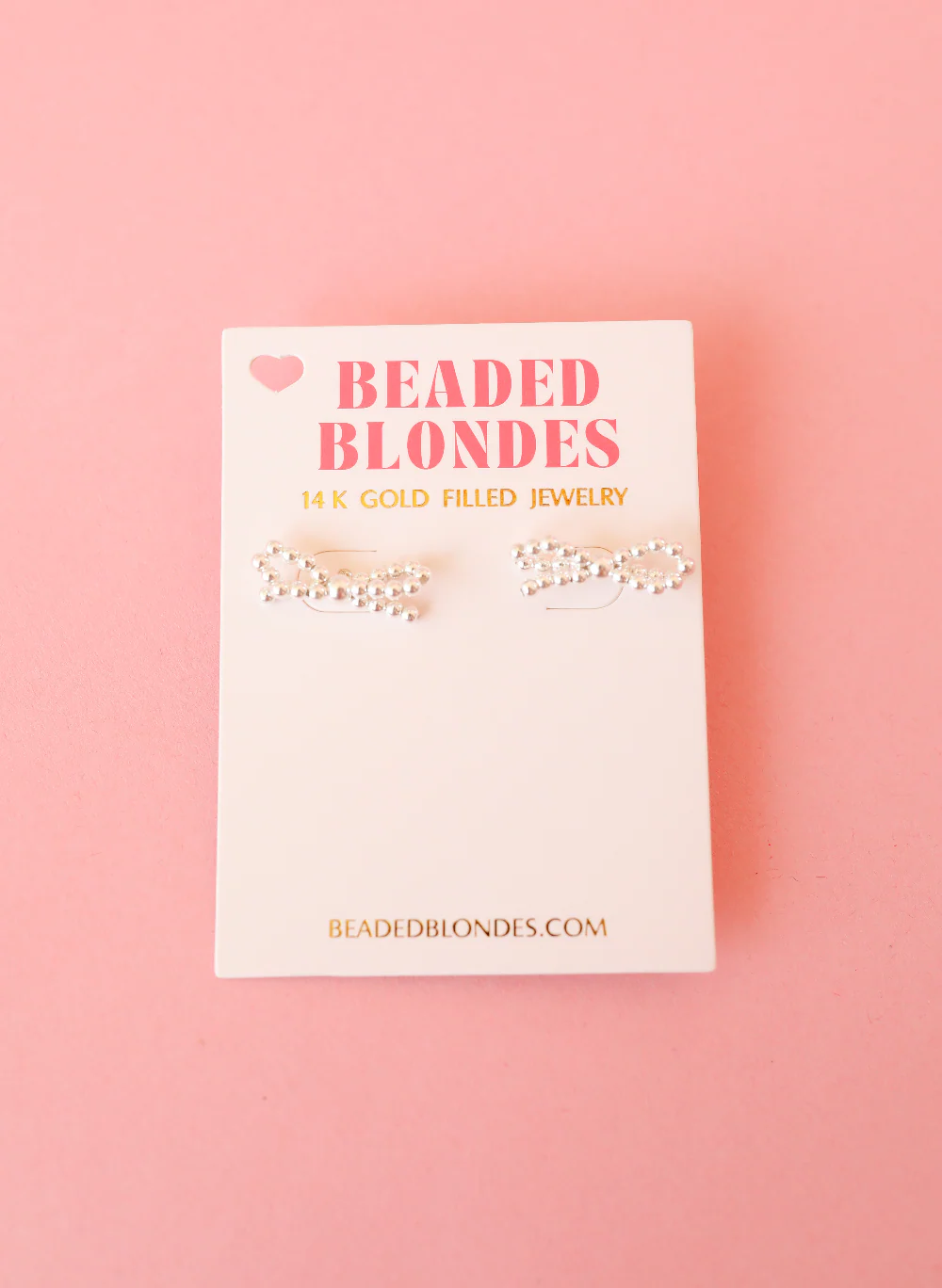 Beaded Blondes Silver Bow Earrings