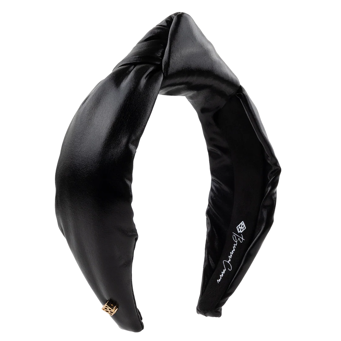 Black Puff Pleather Knotted Headband