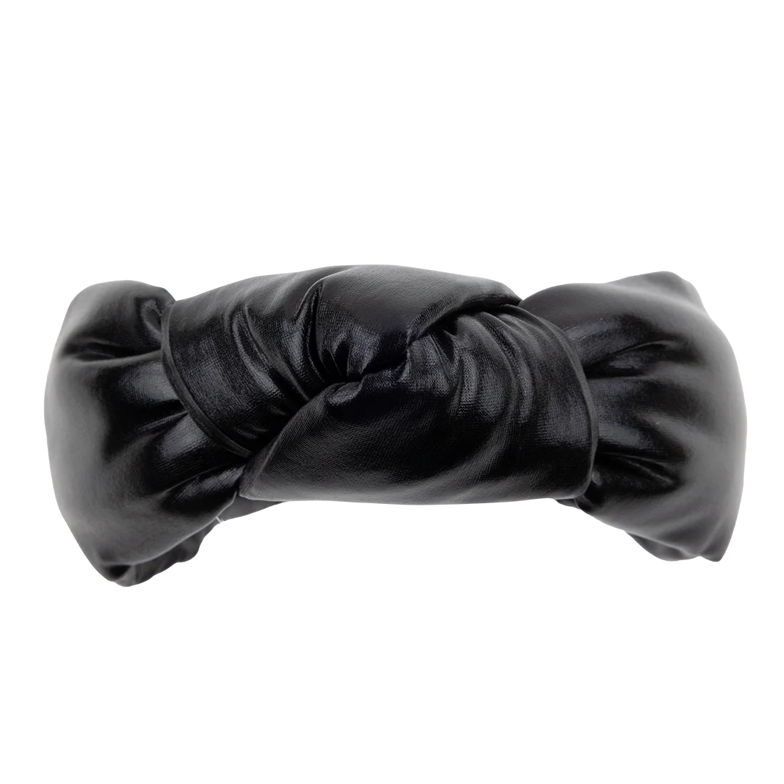 Black Puff Pleather Knotted Headband - Image 4