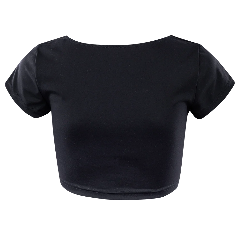 Black V Neck Ruched Crop Top - Image 3