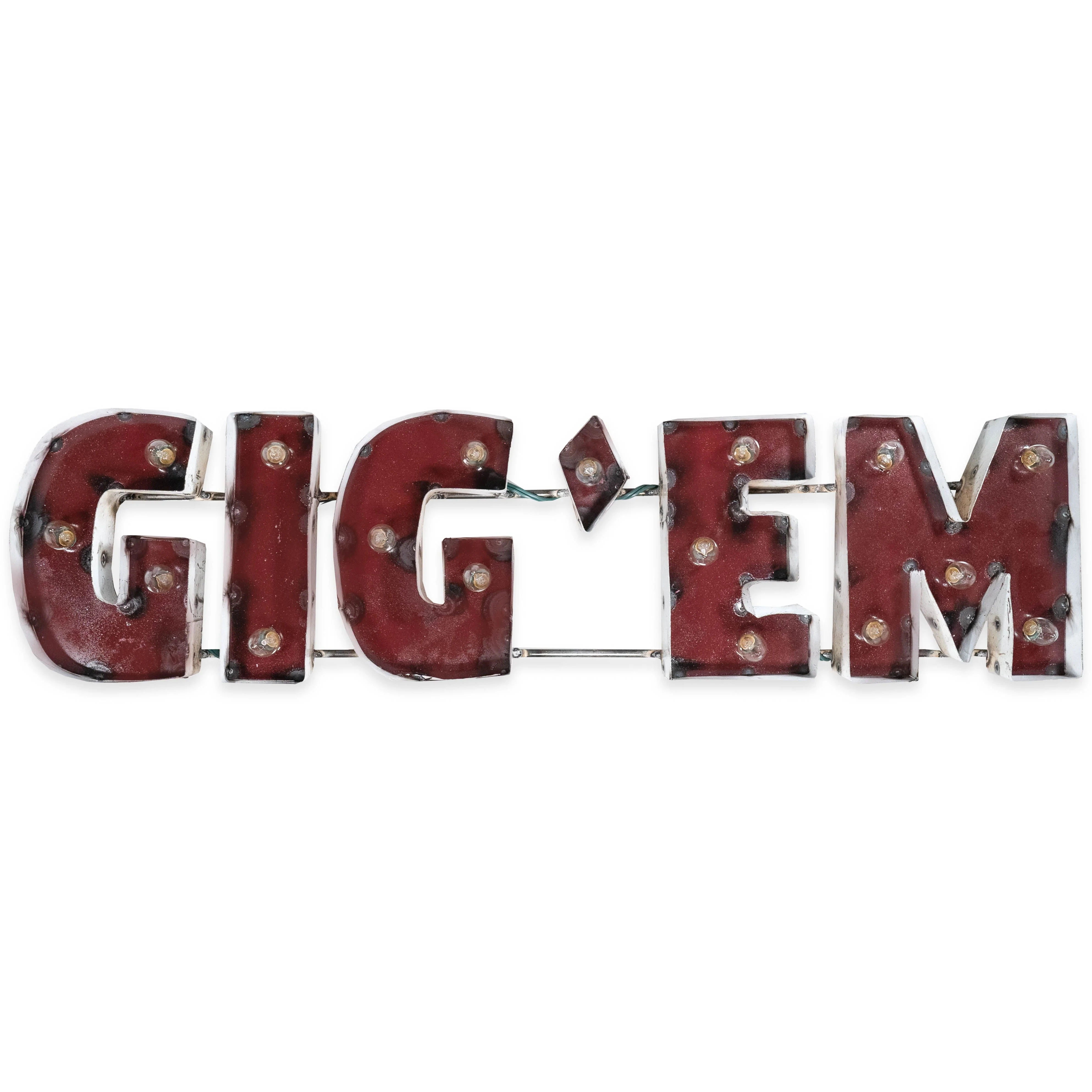 Block Gig 'Em Metal Sign With Lights - Image 3