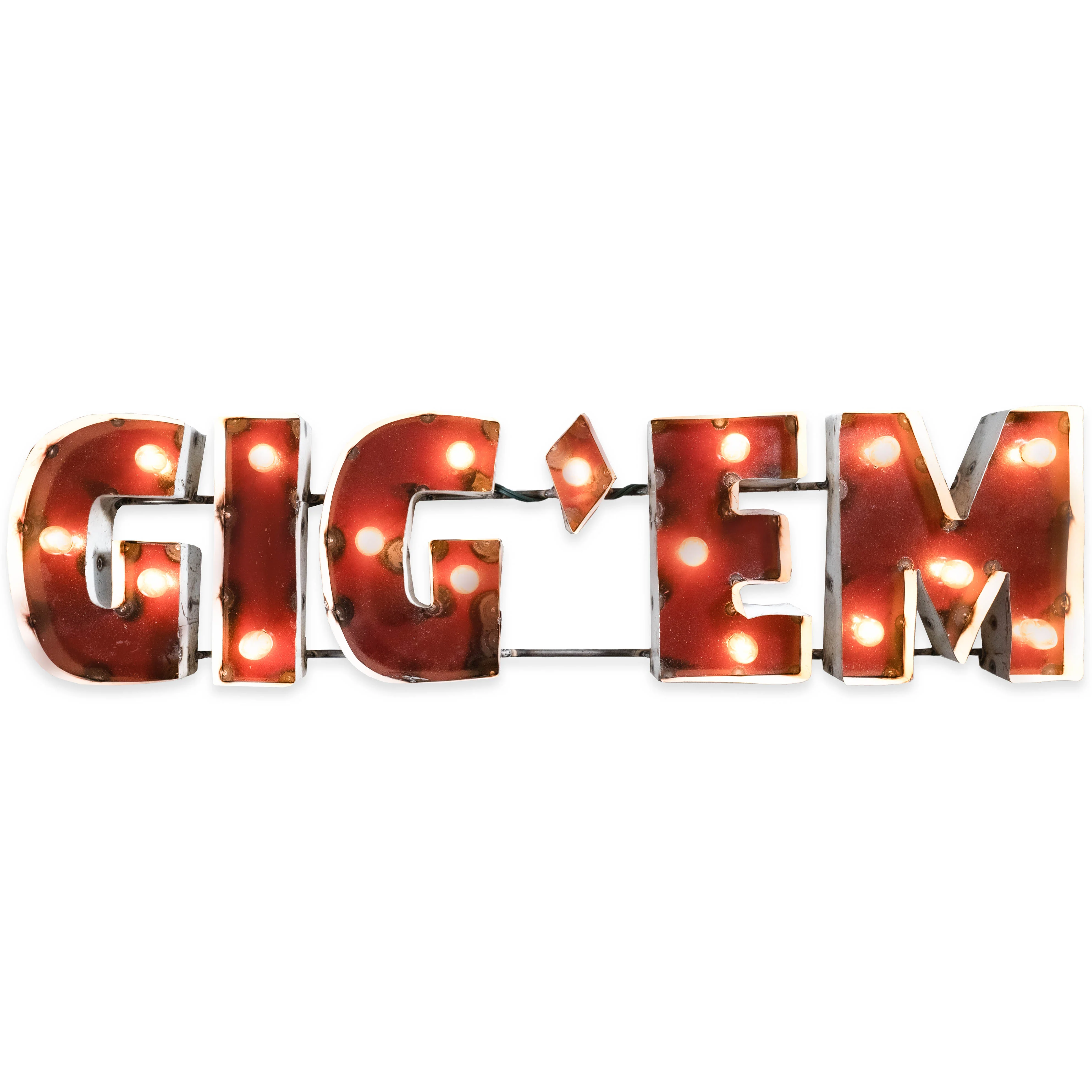 Block Gig 'Em Metal Sign With Lights - Image 5