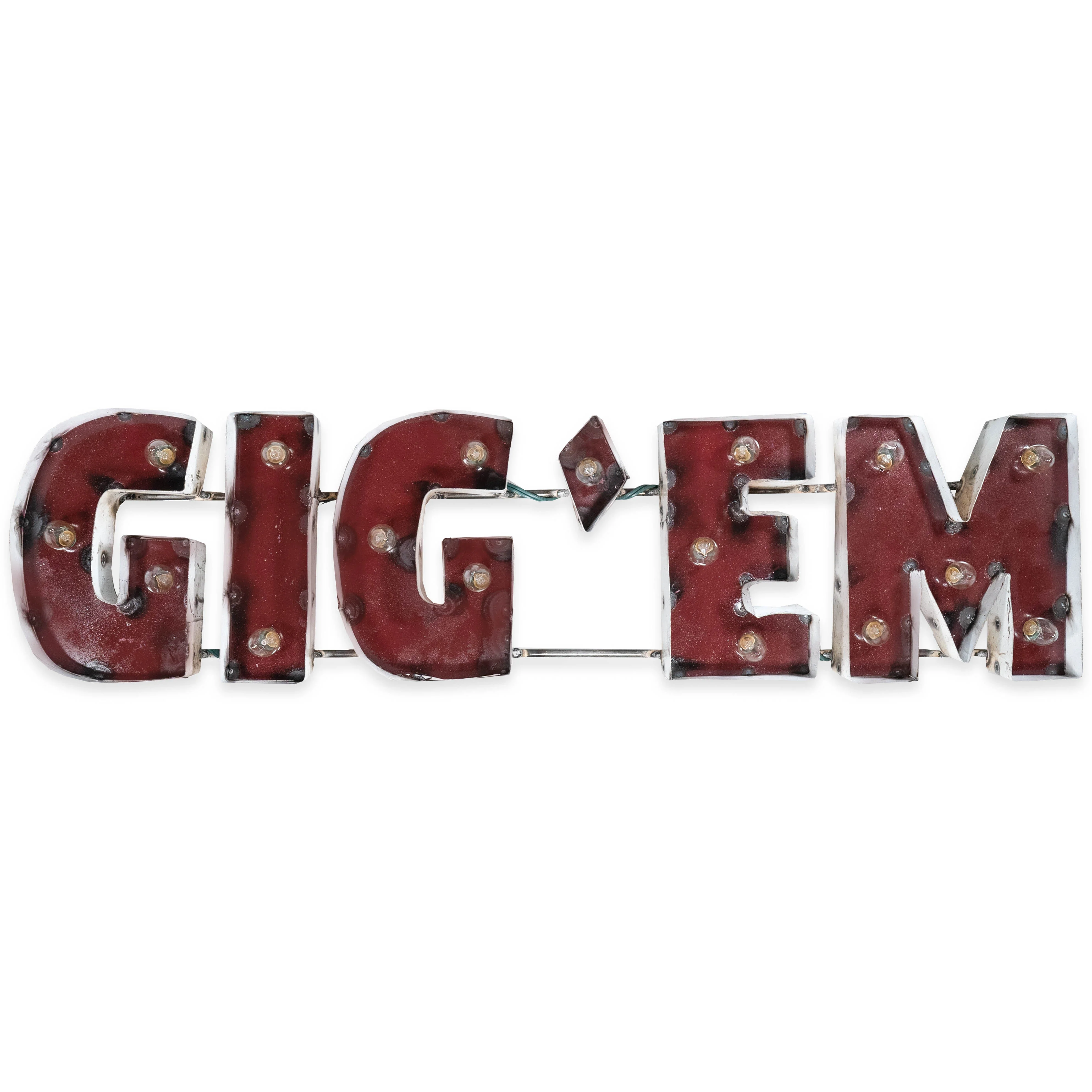 Block Gig 'Em Metal Sign With Lights - Image 6