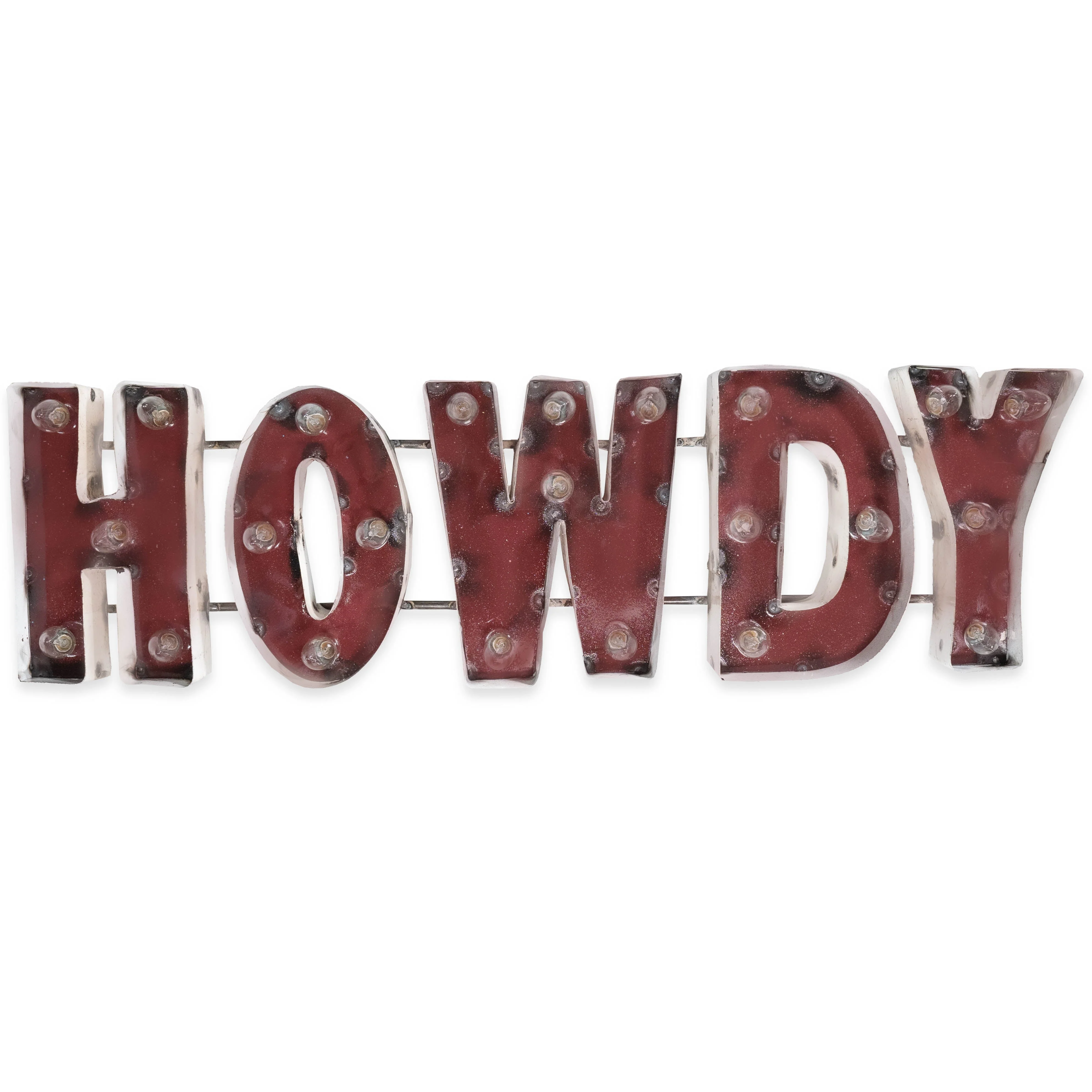 Block Howdy Metal Sign With Lights - Image 2