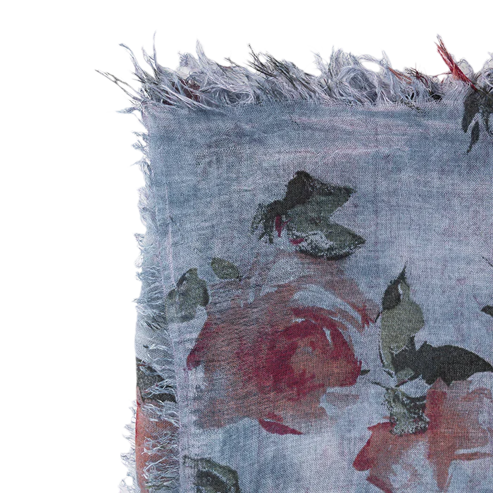 Blue Floral Pattern Scarf - Image 3