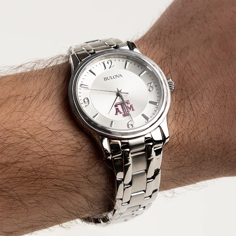 Texas A&M Bulova Silver Circle Men's Watch - Image 2