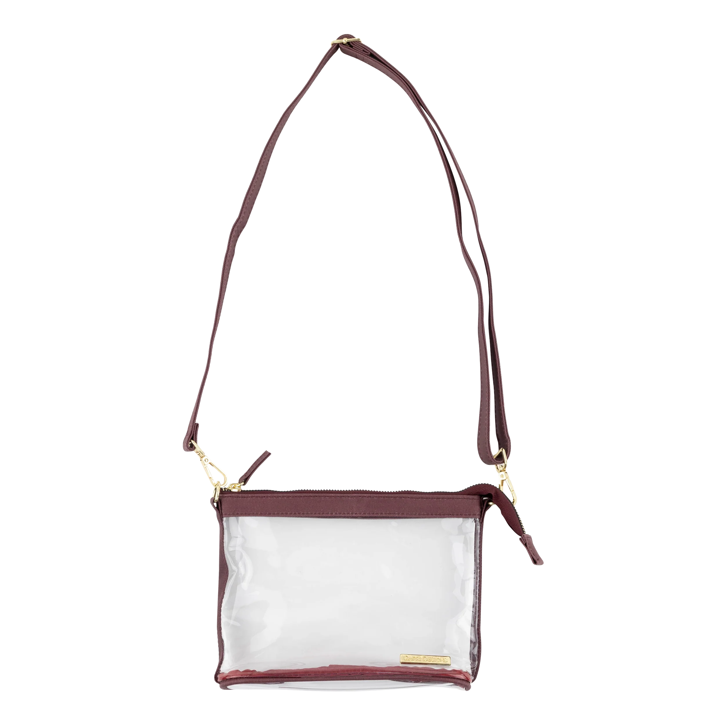 Capri Designs Small Clear Crossbody Maroon
