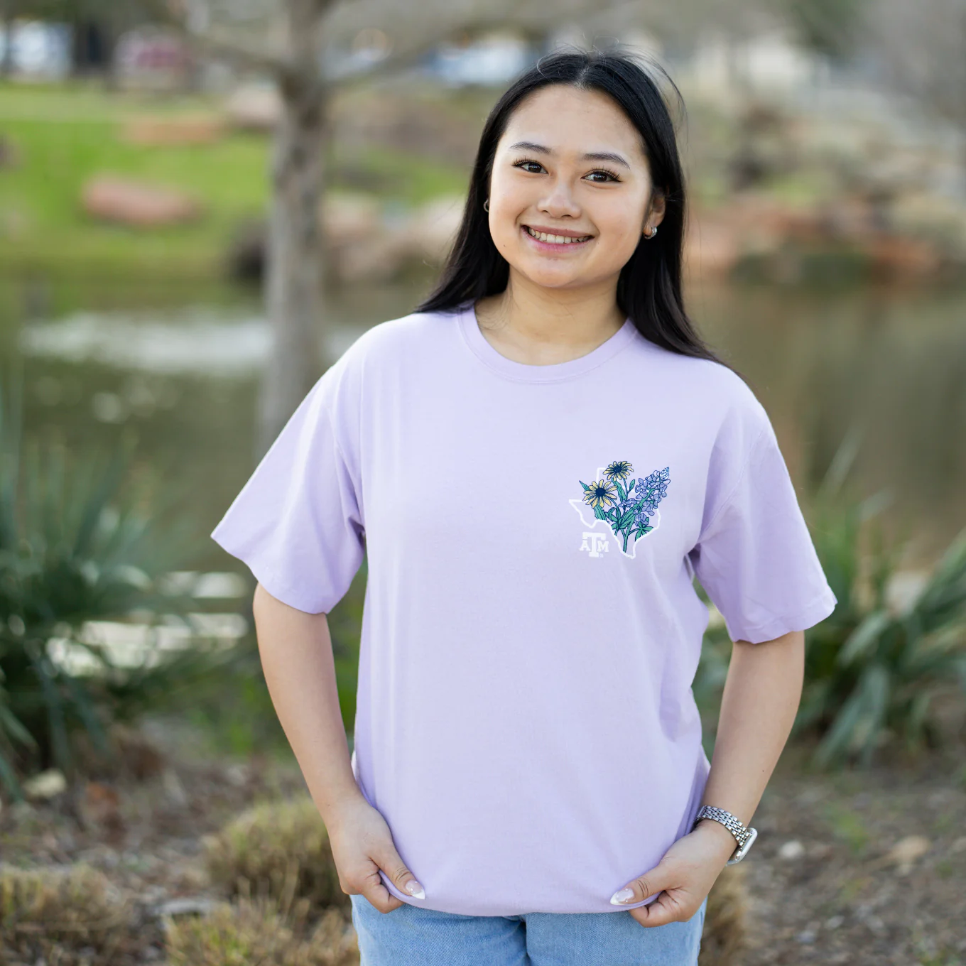 College Station Cowgirl Purple T-Shirt - Image 2