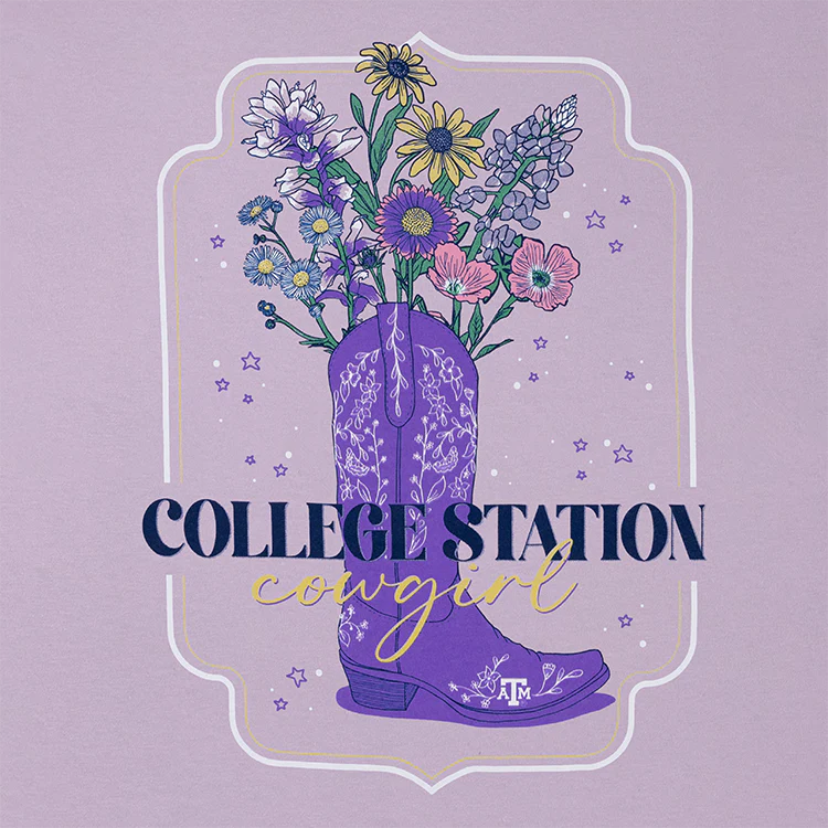 College Station Cowgirl Purple T-Shirt - Image 5