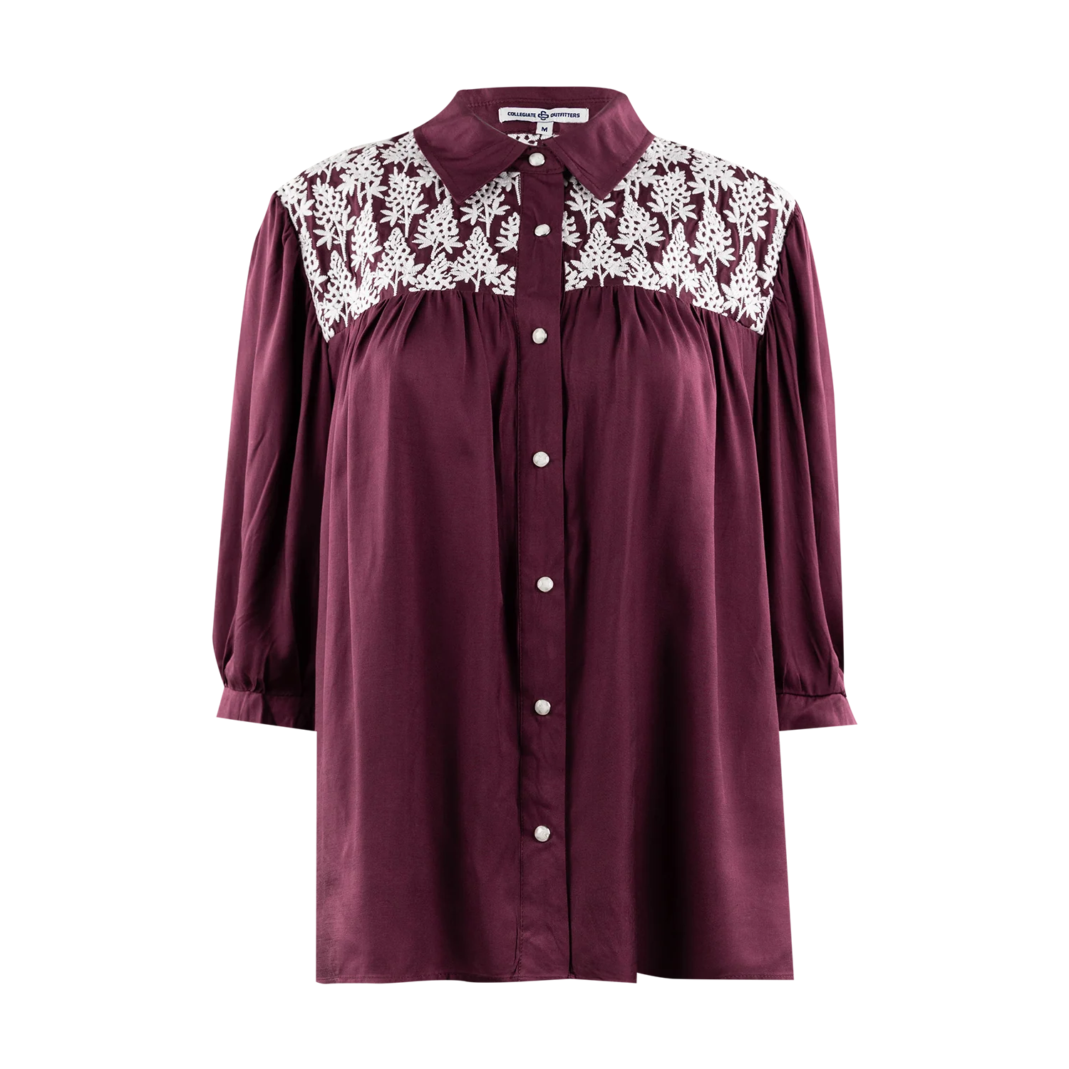 Collegiate Outfitters Bluebonnet Pearl Snap Blouse - Maroon