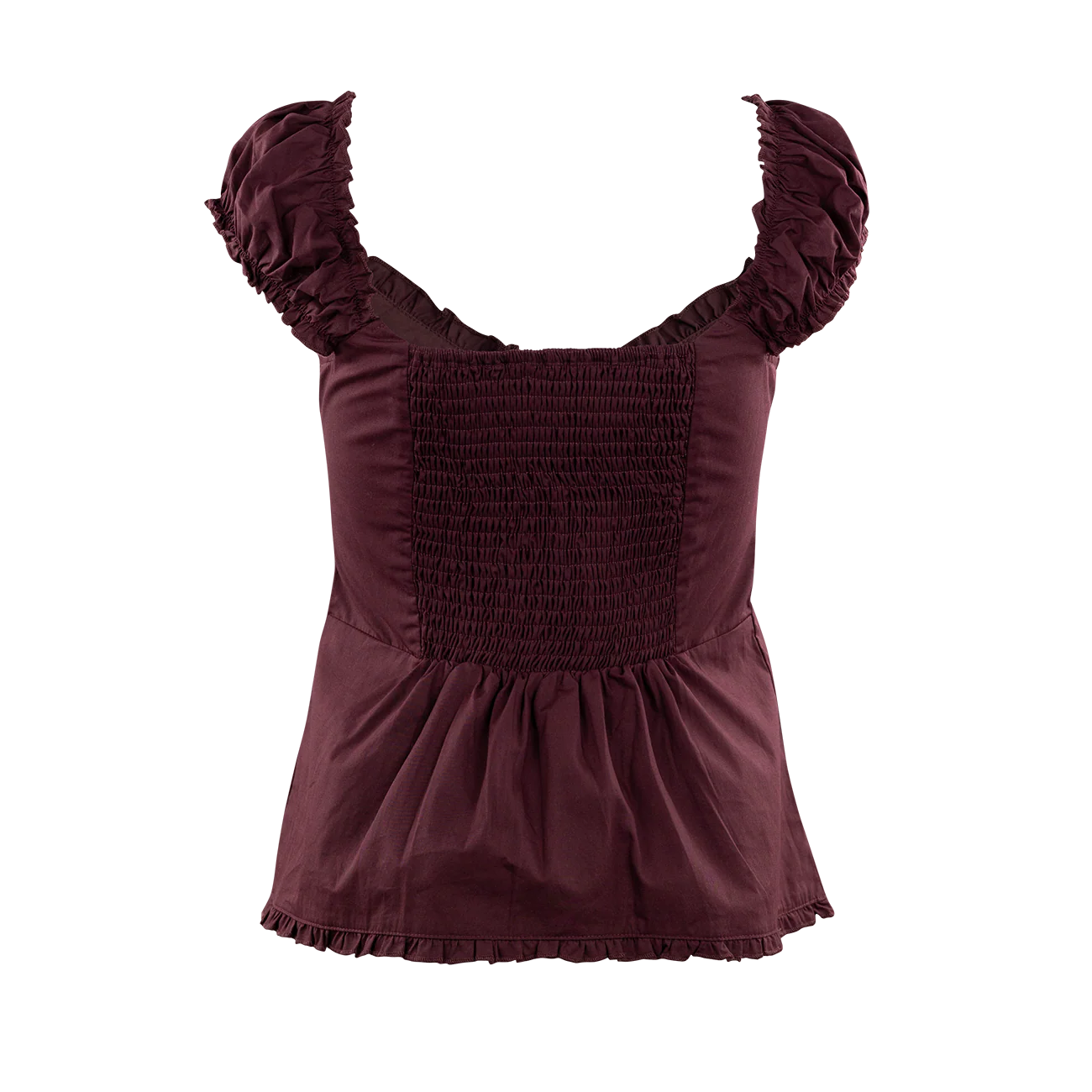 Collegiate Outfitters Cap Sleeve Button Down Blouse - Maroon - Image 3