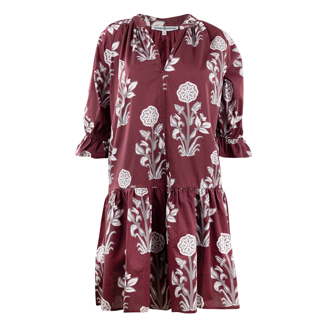 Collegiate Outfitters Dress with Flowers - Maroon