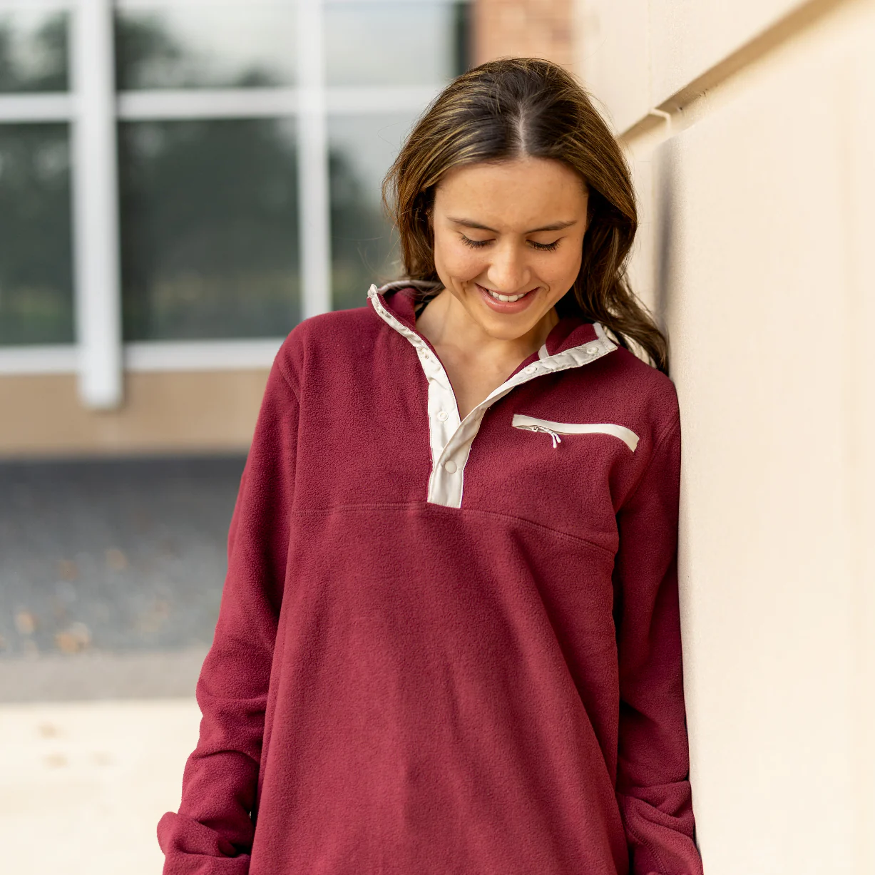 Collegiate Outfitters Fleece Button Up Quarter Zip - Maroon - Image 2