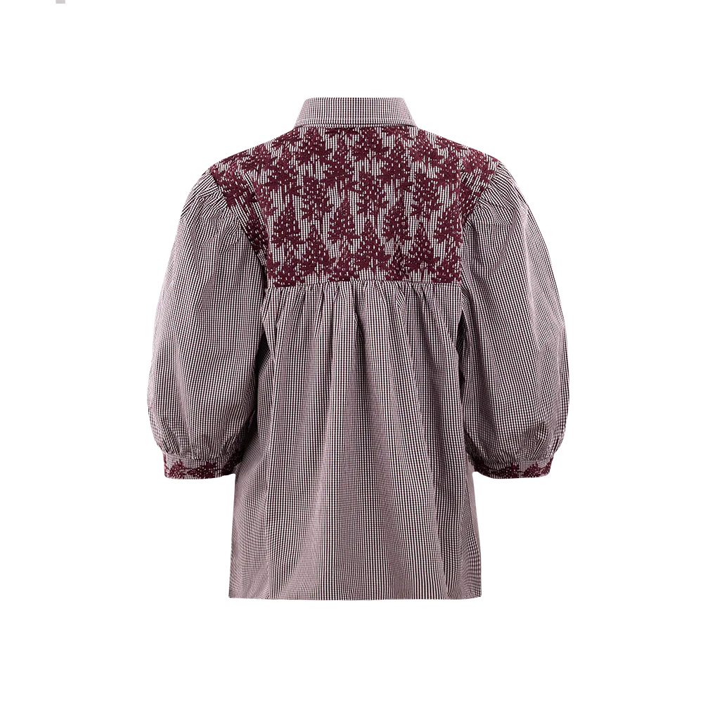 Collegiate Outfitters Gingham Bluebonnet Blouse - Maroon - Image 3