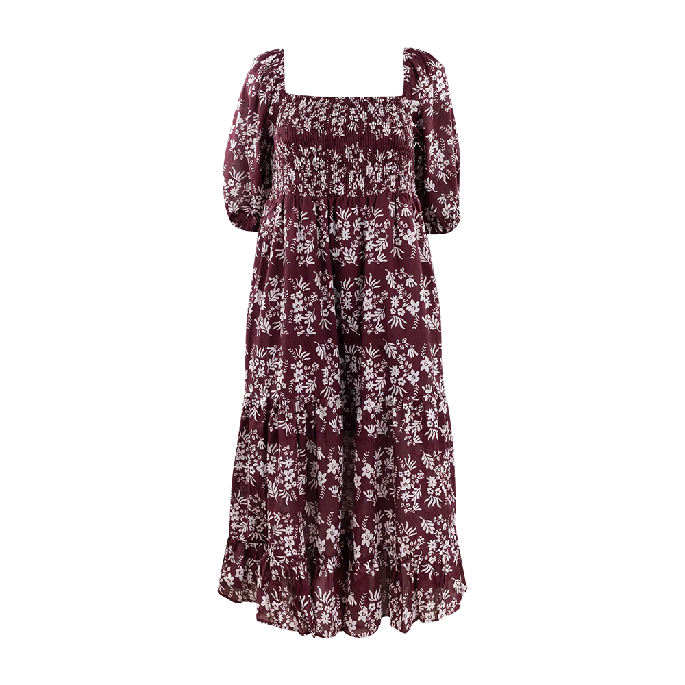 Collegiate Outfitters Long Dress with Flowers - Maroon