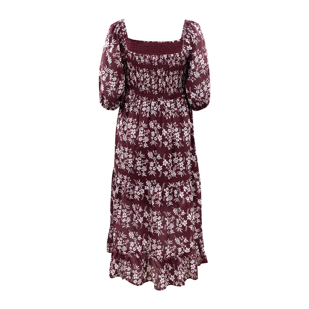 Collegiate Outfitters Long Dress with Flowers - Maroon - Image 3