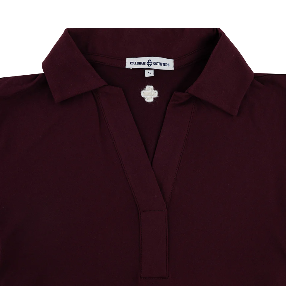 Collegiate Outfitters Maroon Womens V Neck Polo - Image 2